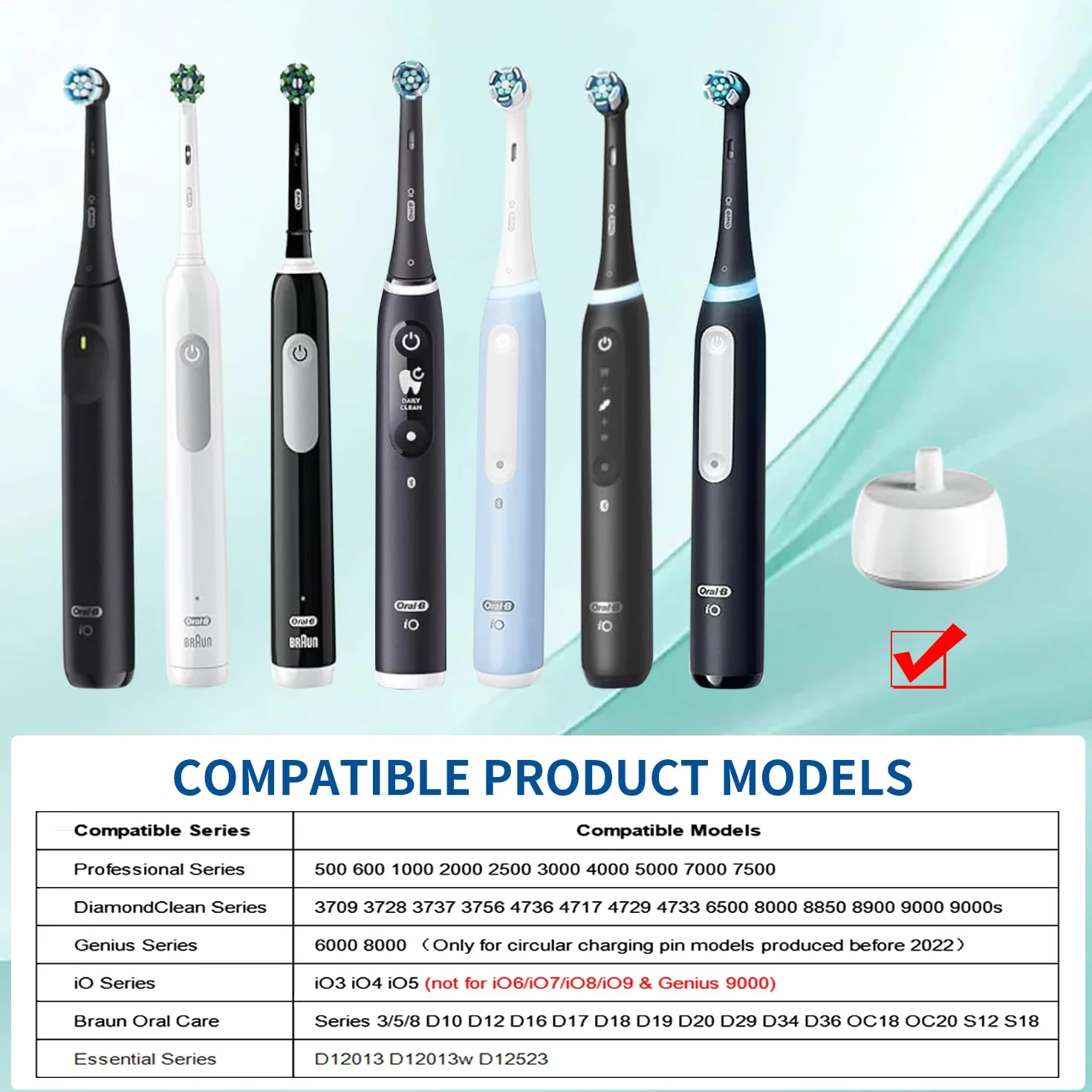 Ładowarka ścienna 2 w 1 Oral-B Braun do szczoteczki do zębów iO3 iO4 iO5 iO6 PRO 3 DB Series, wtyczka brytyjska 3757 Base biała