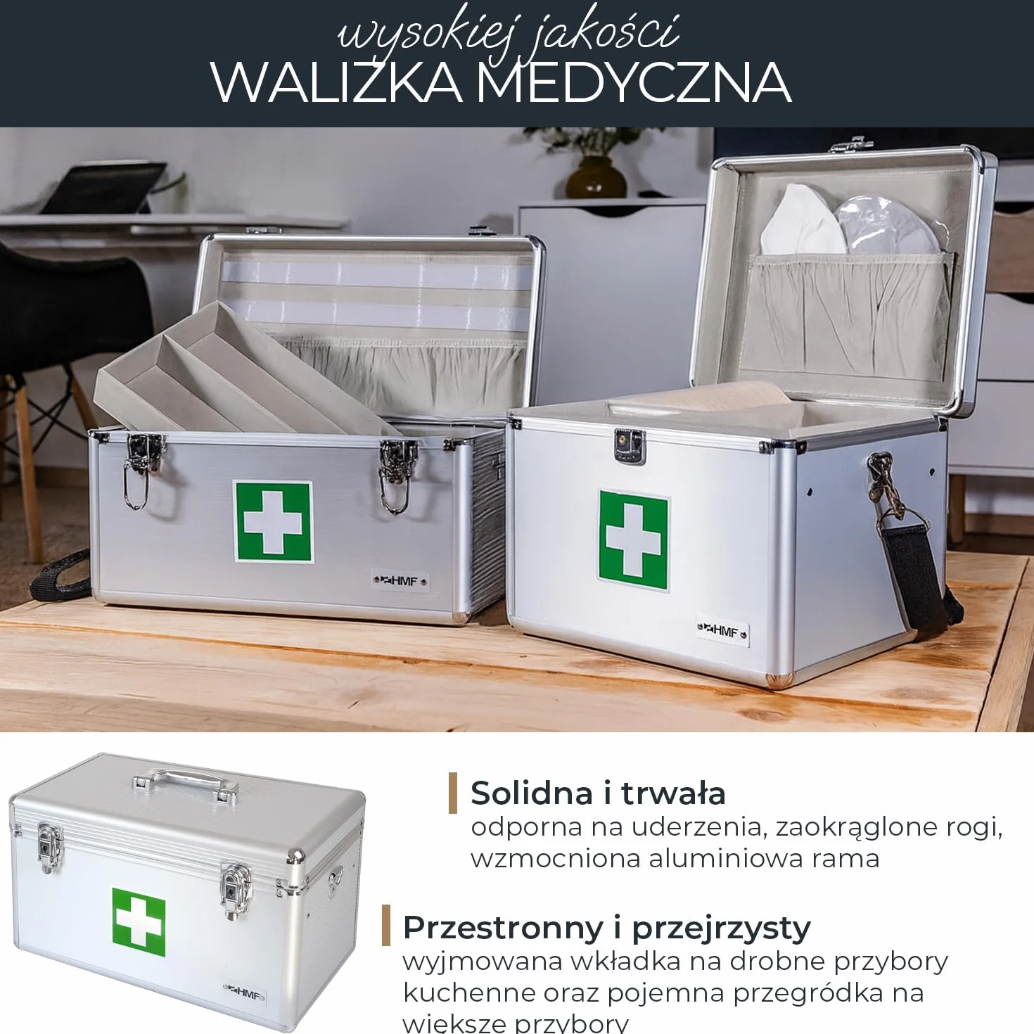 HMF 14701-09 apteczka pierwszej pomocy aluminium 40 x 22,5 x 20,5 cm