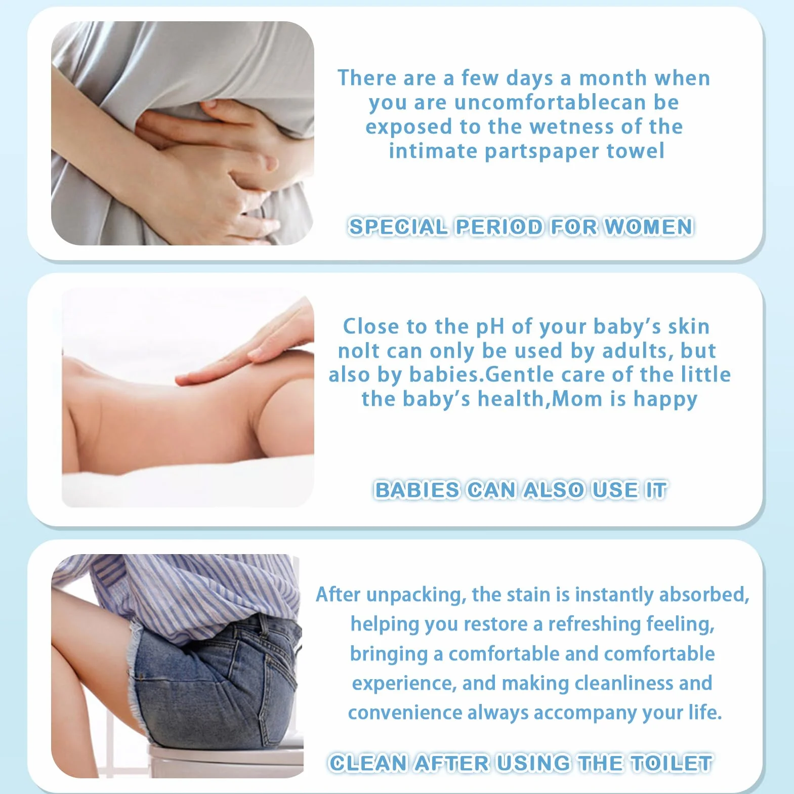 Chusteczki odświeżające, 50 sztuk mokrej ściereczki pakowane pojedynczo, wilgotny papier toaletowy, higieniczne chusteczki czyszczące, rumianek, delikatna skóra, delikatna