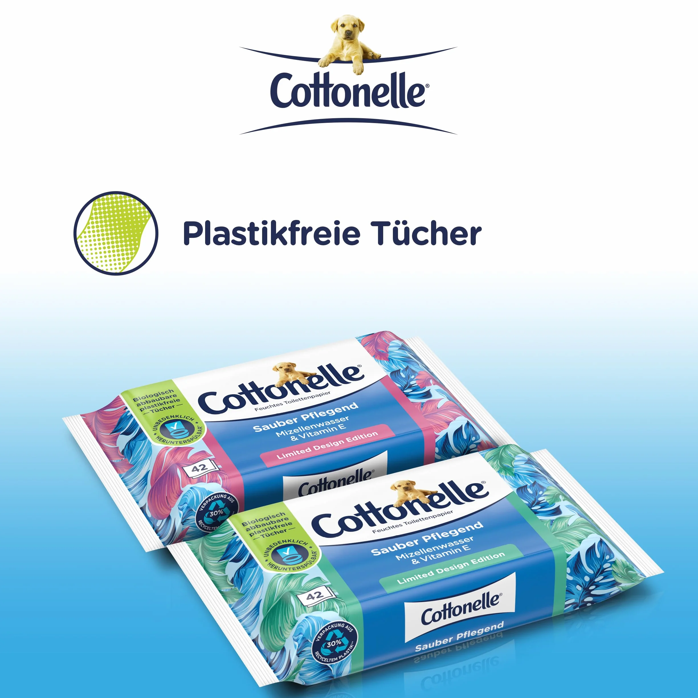 Cottonelle Wilgotny papier toaletowy, czysto pielęgnujący – woda micelarna i zapach bawełny, biodegradowalny, nie zawiera plastiku, możliwość ponownego zamknięcia, opakowanie ekonomiczne, 12 x 42