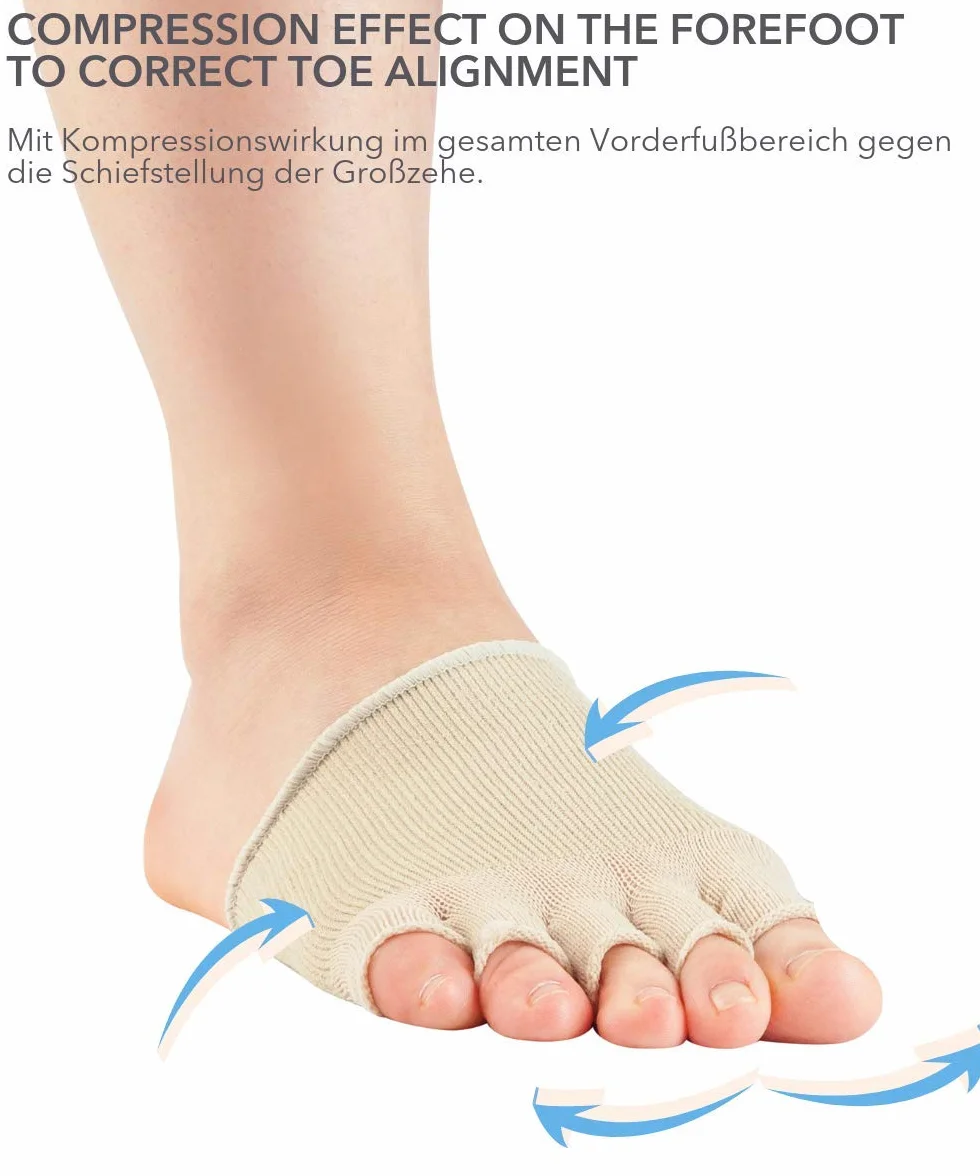 Knitido Dr. Foot Hallux Valgus, opaska uciskowa na pół palców do zapobiegania haluksom, Beżowy (007), 41-47