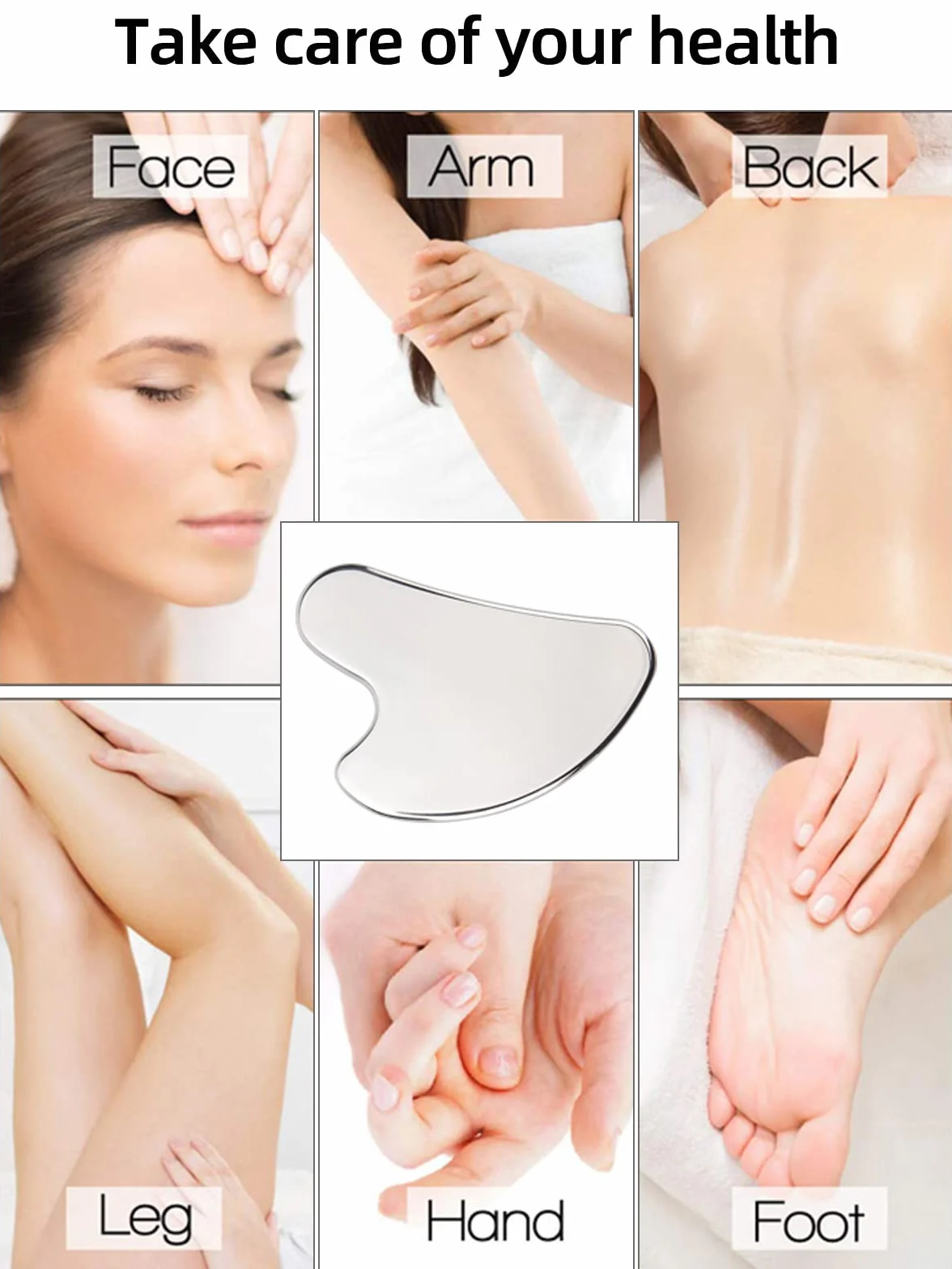 Deciniee Gua Sha narzędzie do masażu, narzędzia Gua Sha ze stali nierdzewnej Gua Sha skrobak do twarzy do szczuplejszej twarzy i konturowania w kształcie serca