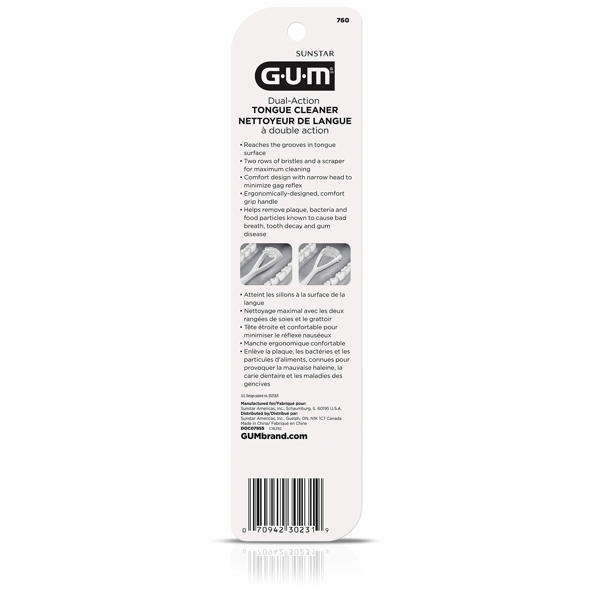 Sunstar 760RB GUM Dual Action środek do czyszczenia języka, różne kolory