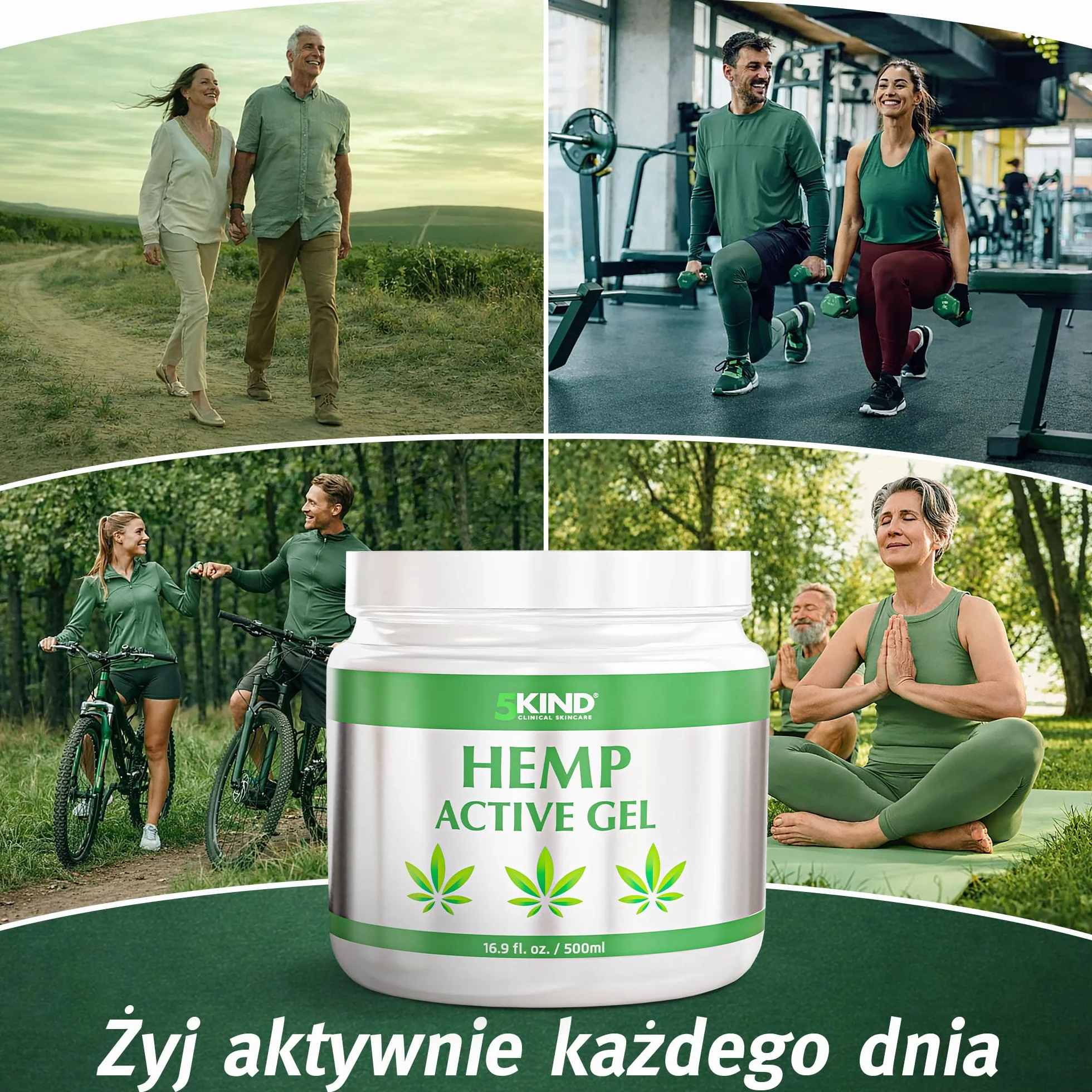 Aktywny żel konopny do mięśni i stawów 500 ml – uspokajająca formuła z olejkiem konopi