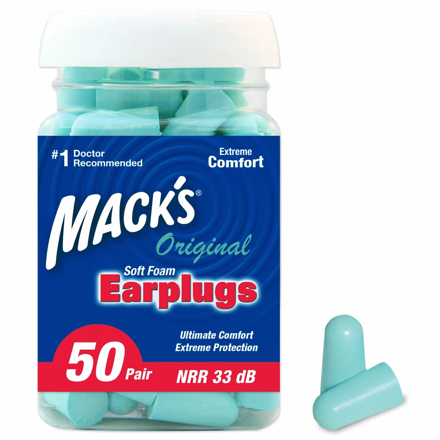 Mack's Oryginalne zatyczki do uszu z miękkiej pianki, zestaw 50 par