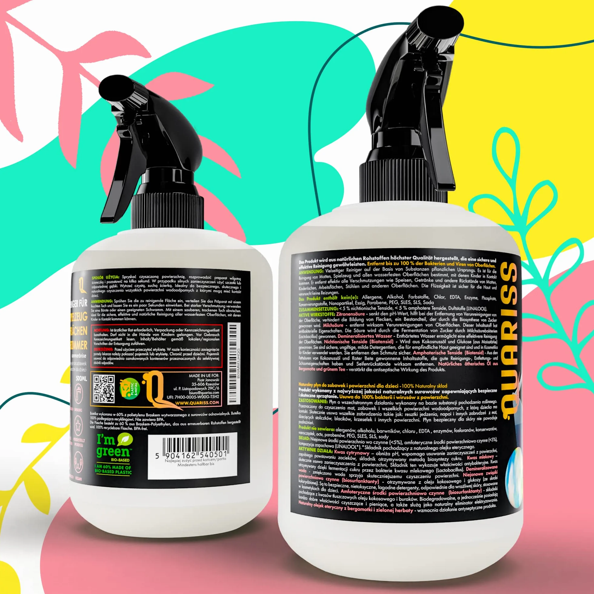 Naturalny środek czyszczący dla dzieci 500 ml spray higieniczny wegański