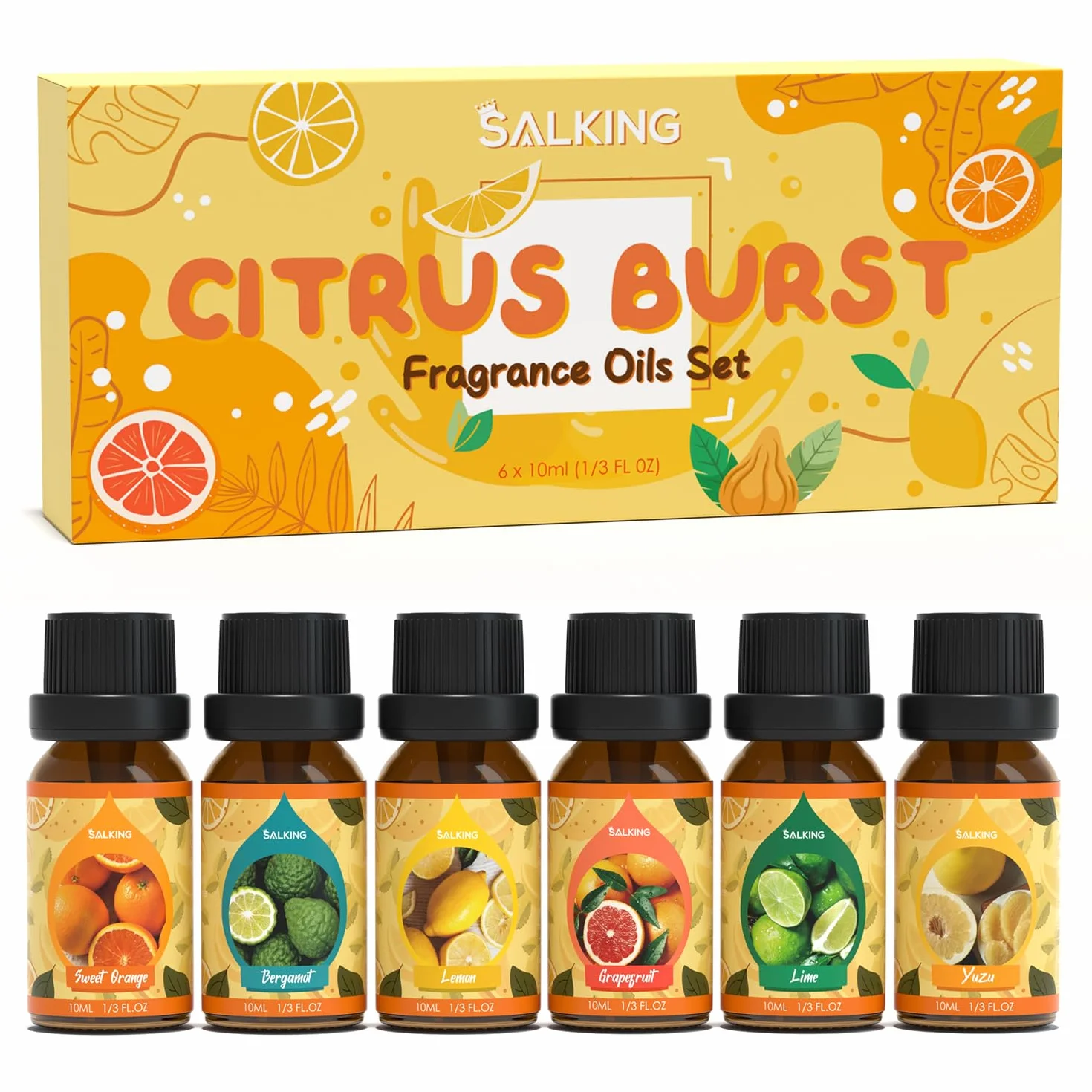 SALKING Olejki eteryczne cytrusowe do nawilżacza dyfuzora 100% naturalny słodka pomarańcza bergamotka cytryna grejpfrut limonka yuzu