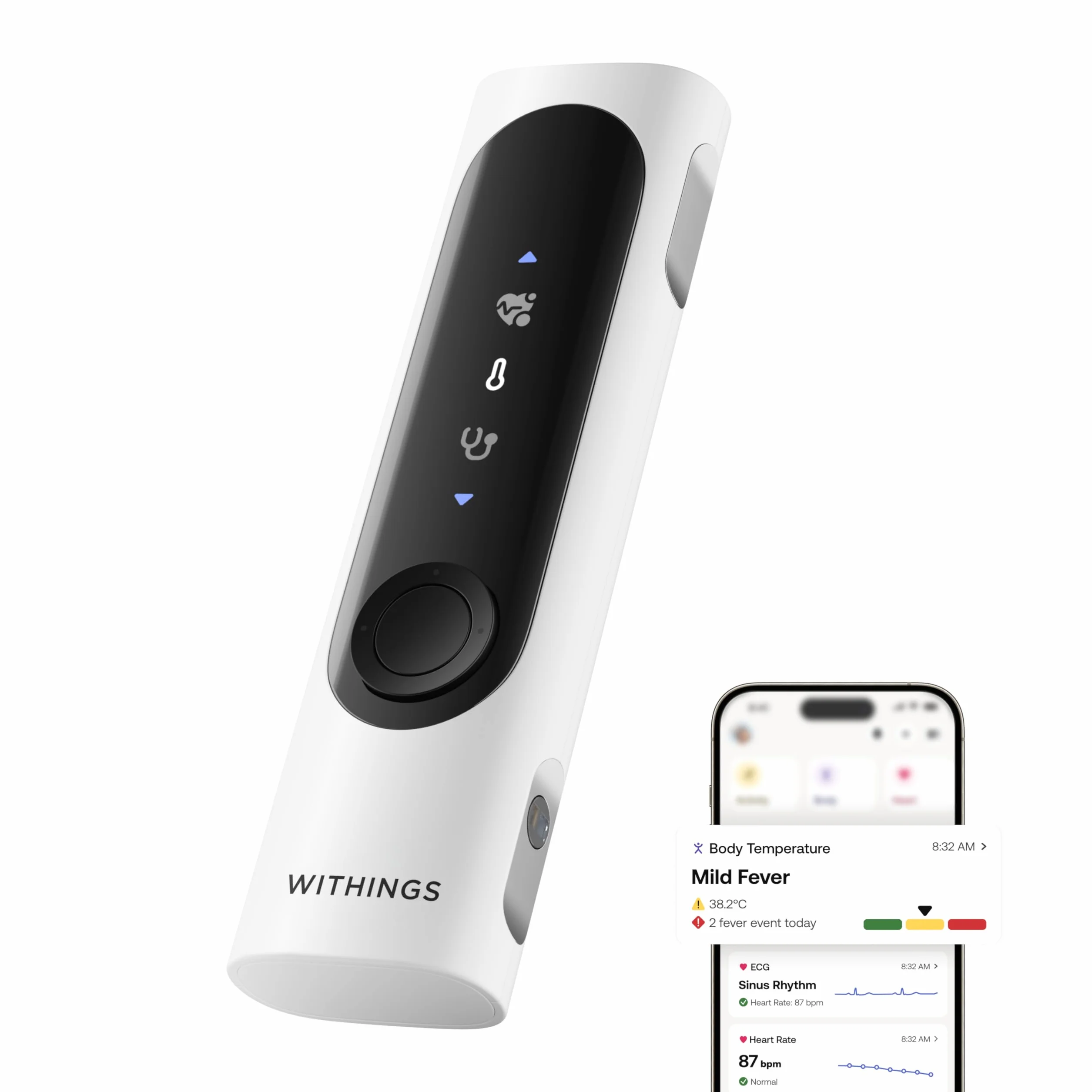 WITHINGS BeamO – Bezdotykowy Inteligentny Termometr Cyfrowy, 4-w-1 MultiScan, Monitor EKG, Pulsoksymetr, Cyfrowy Stetoskop, Dla Dzieci i Dorosłych, Wielu Użytkowników, Opieka Rodzinna