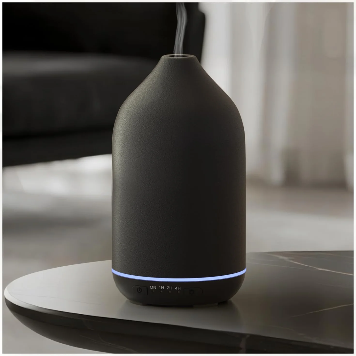 SALKING Dyfuzor olejków eterycznych, 200 ml, ceramiczny dyfuzor nawilżacz, ultradźwiękowy dyfuzor olejków eterycznych z 7 kolorami LED, automatyczne wyłączanie, timer, czarny