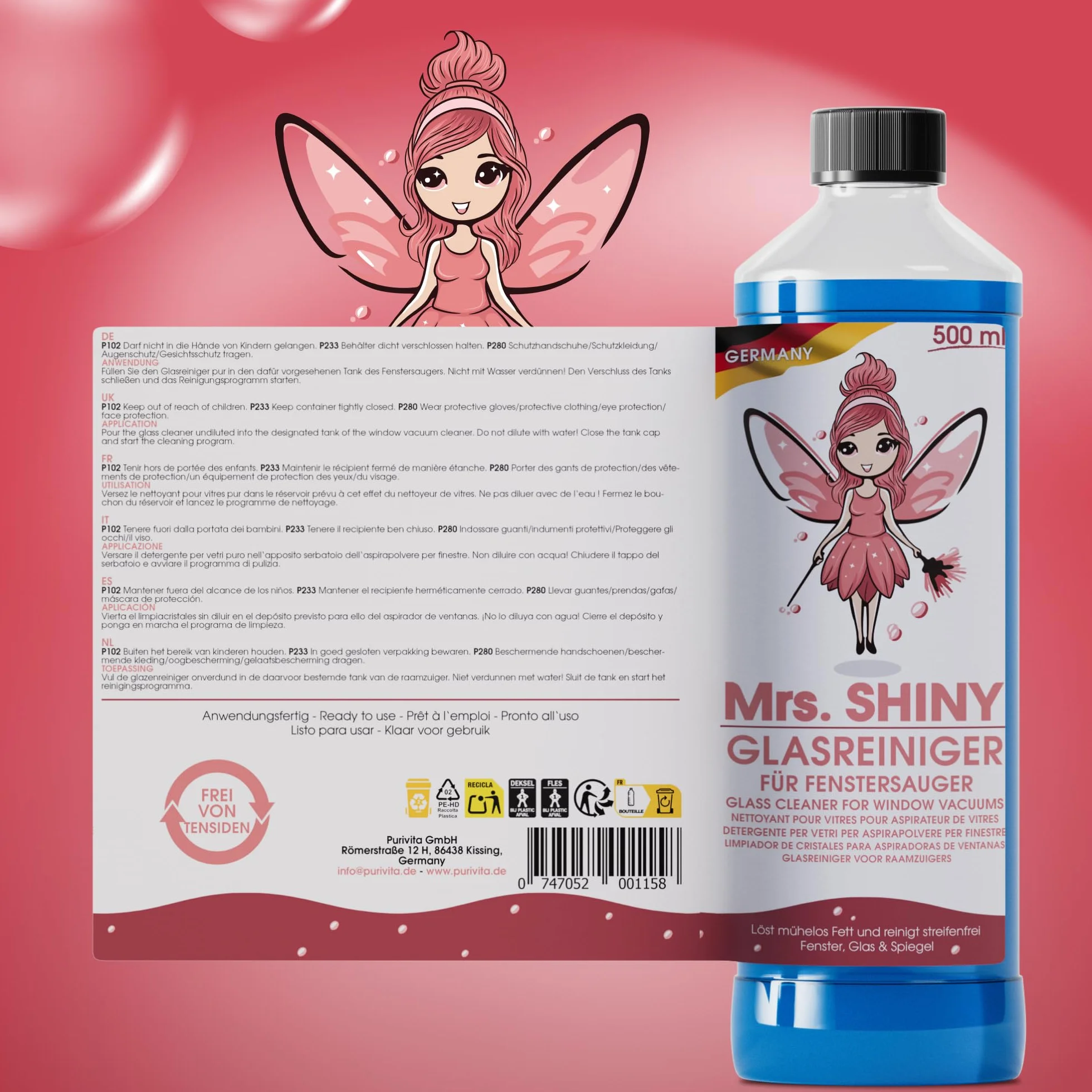 MRS. SHINY Środek do czyszczenia szyb 500 ml bez smug do okien luster szkła