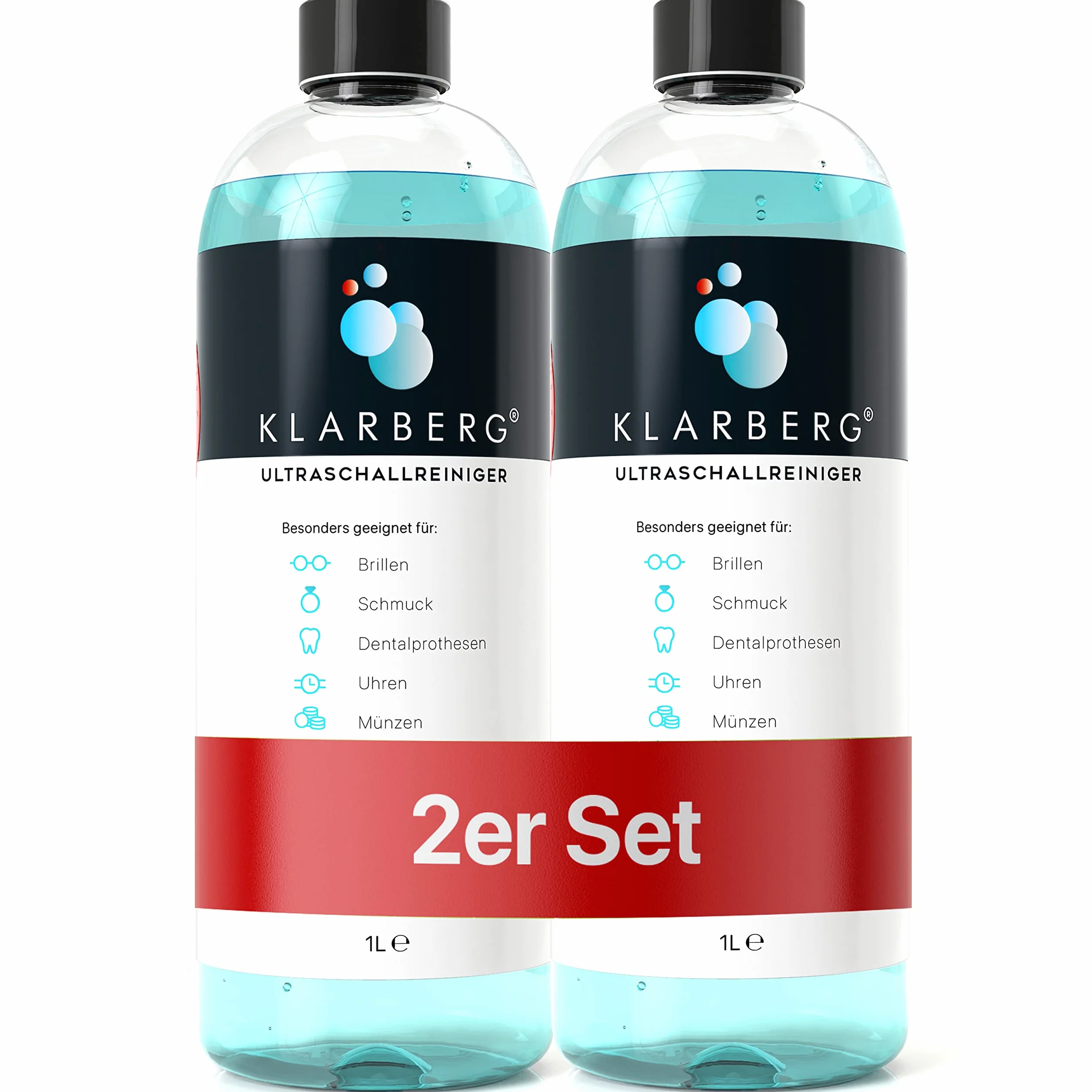KLARBERG® 2x1L Koncentrat do myjki ultradźwiękowej do okularów, biżuterii, protez, zegarków