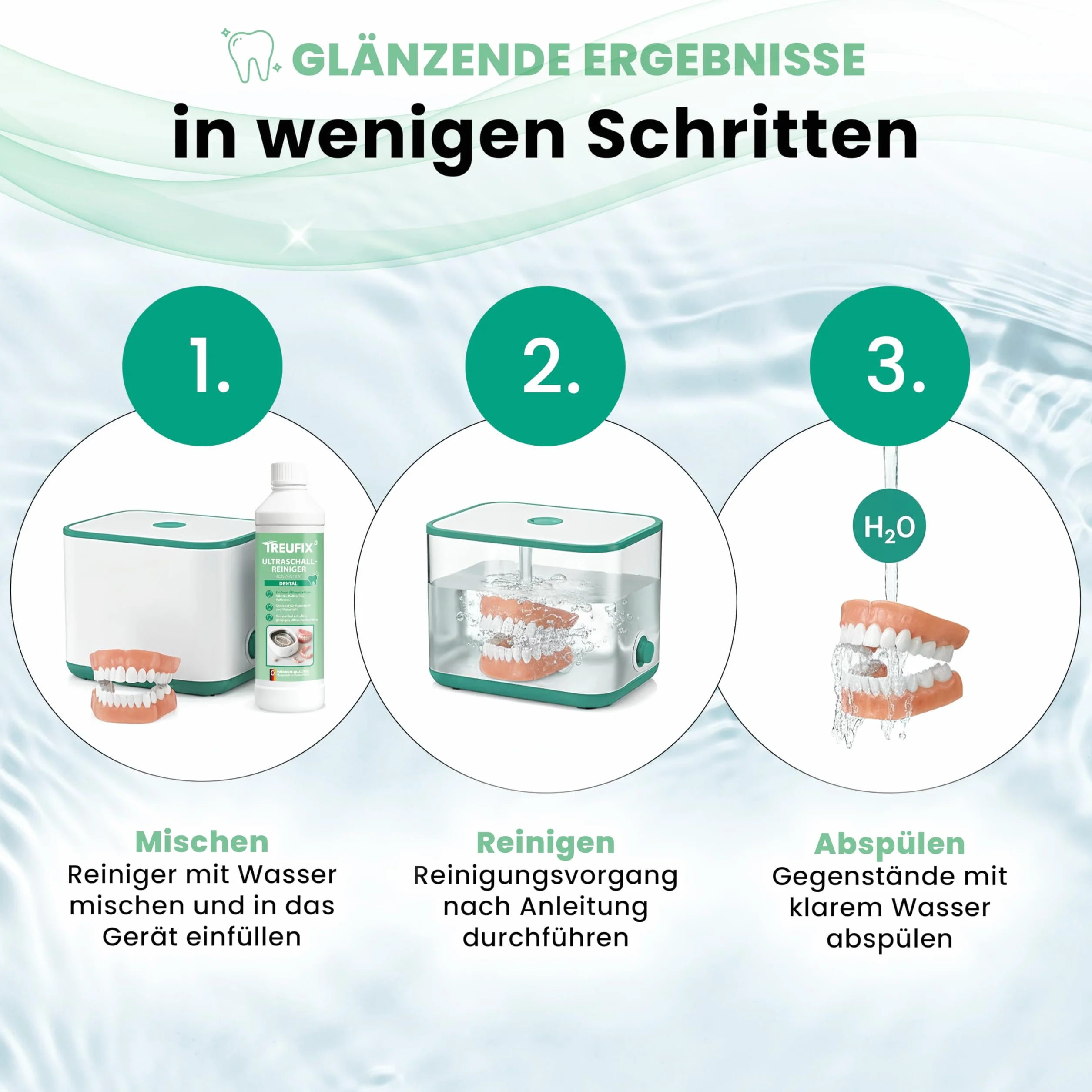 Treufix Koncentrat do czyszczenia ultradźwiękowego Dental 750 ml – do protez, szyn, spinek