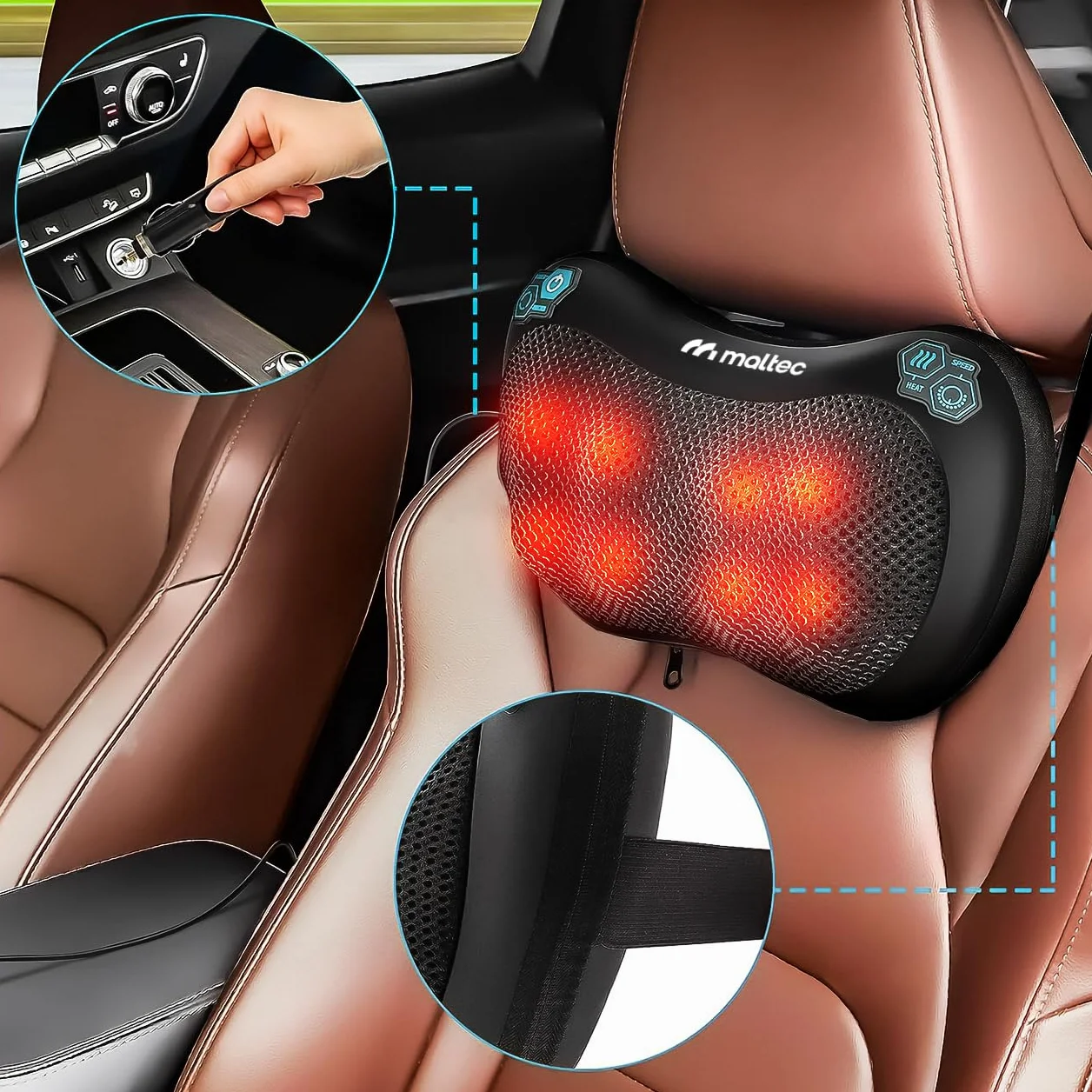 Masażer Poduszka Masująca Shiatsu do Pleców Karku Nóg Ciała PRO-Comfy30W-01