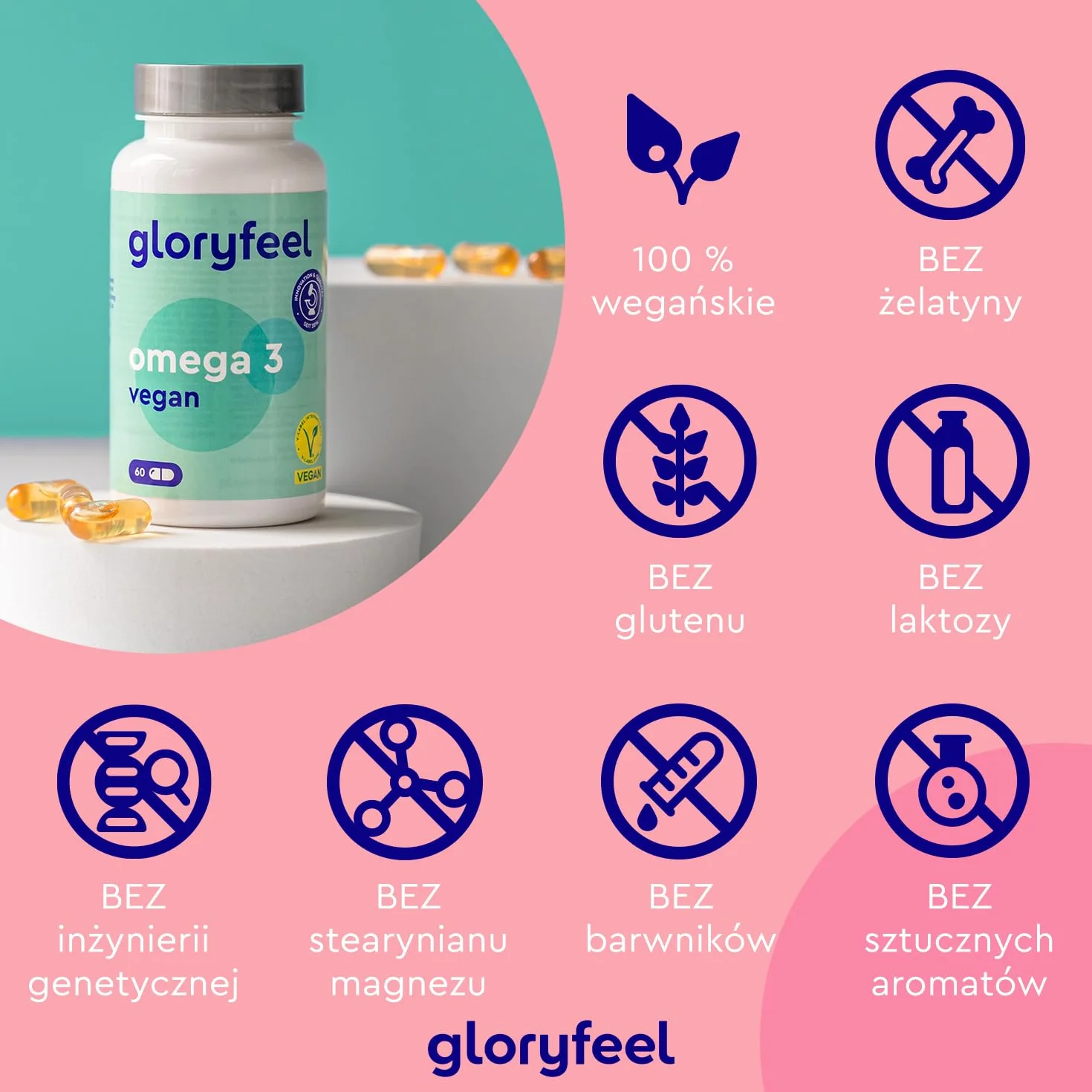 Life's™ OMEGA Omega-3 wegańskie z oleju z alg 1440 mg kapsułka wysoka dawka DHA 432 mg EPA 216 mg