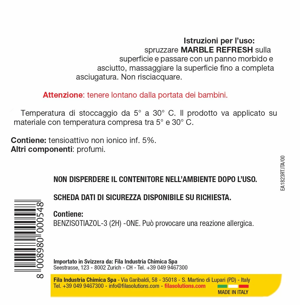 Marmurowy odświeżacz w sprayu do marmuru, kwarcu, granitu, oczyszcza i odnawia ochronę blatów kuchennych, 750 ml