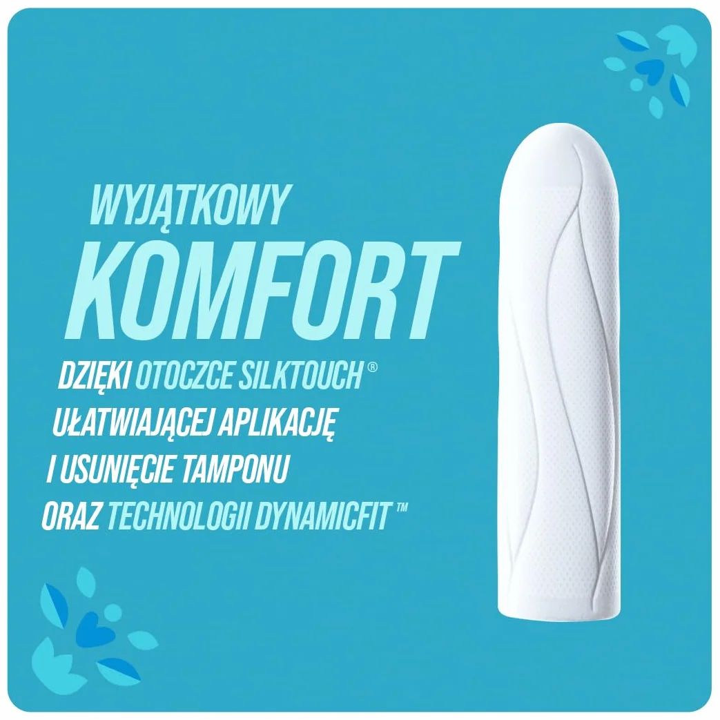 o.b. ProComfort Mini Tampony 64 szt., Łatwa aplikacja i usuwanie tamponu, Na słabe i umiarkowanie intensywne krwawienie, Wnętrze tamponu wykonane w 100% z materiałów pochodzenia roślinnego
