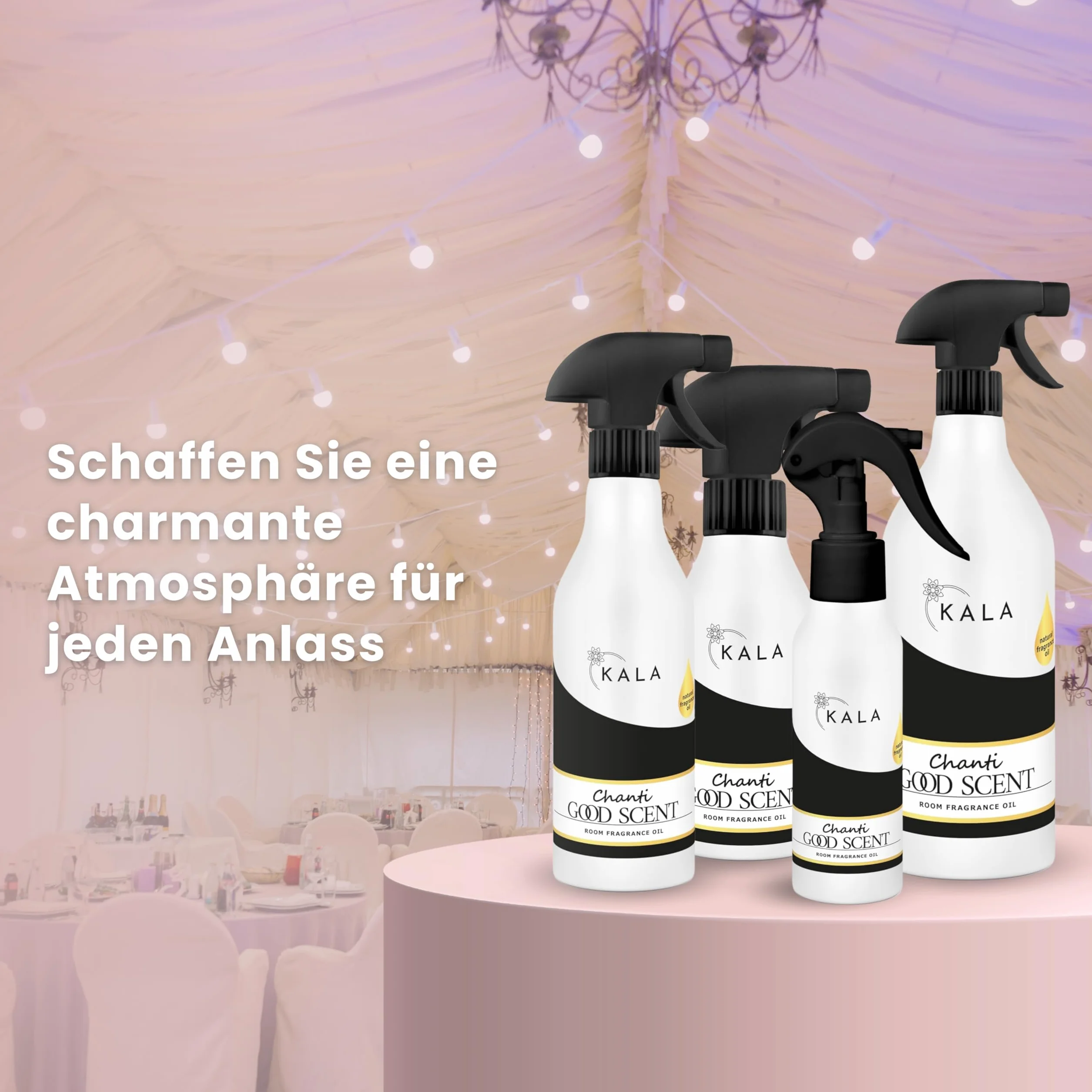 KALA - Odświeżacz Powietrza Spray Zapachowy CHANTI, Spray do Pomieszczeń z Neutralizacją Zapachów, Spray Zapachowy do Pomieszczeń Trzymający do 48h - Lily of May, 250ml