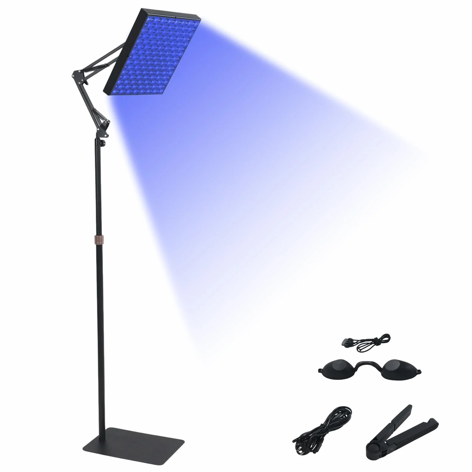 Solarium do domu, lampa do opalania, 460 NM, 45 W, pełne niebieskie światło, do użytku domowego, do twarzy i ciała, podwójny uchwyt, opalarka do twarzy, solarium z 225 diodami LED