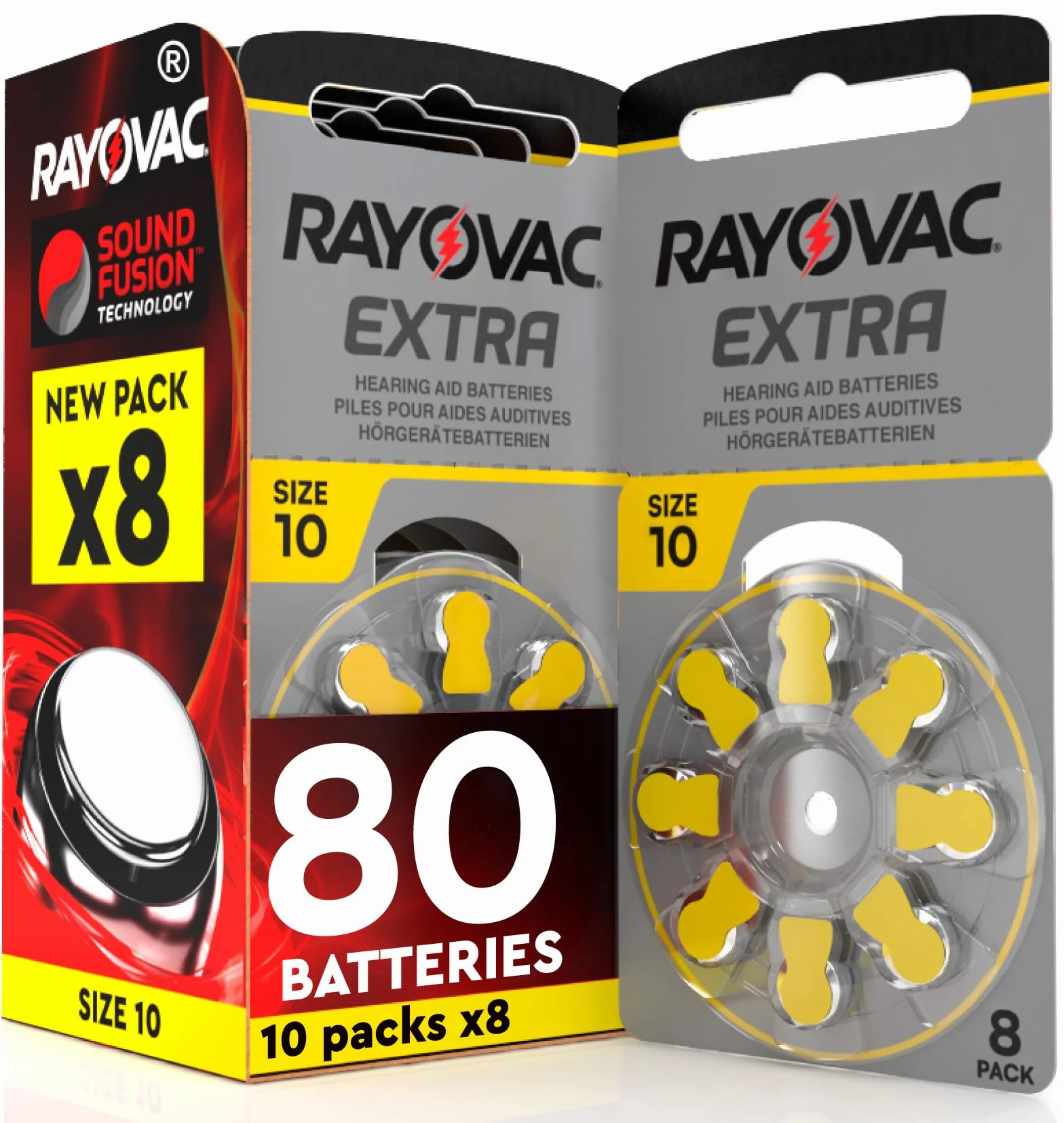 80 baterii Rayovac do aparatów słuchowych, dodatkowy rozmiar 10. - 10 blistrów po 8 baterii