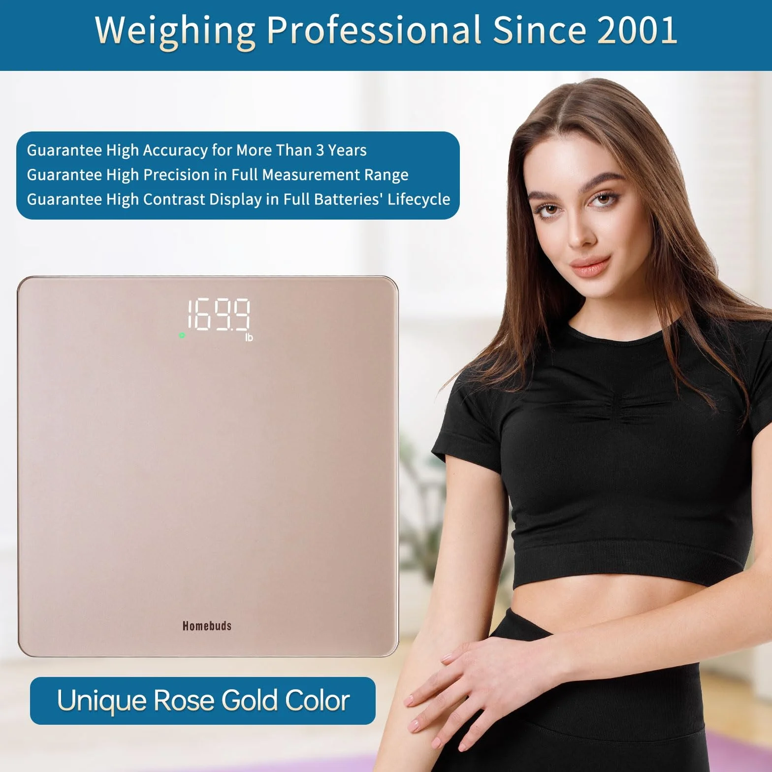 Homebuds Waga Cyfrowa 182kg 0,05kg Precyzja LED Różowa
