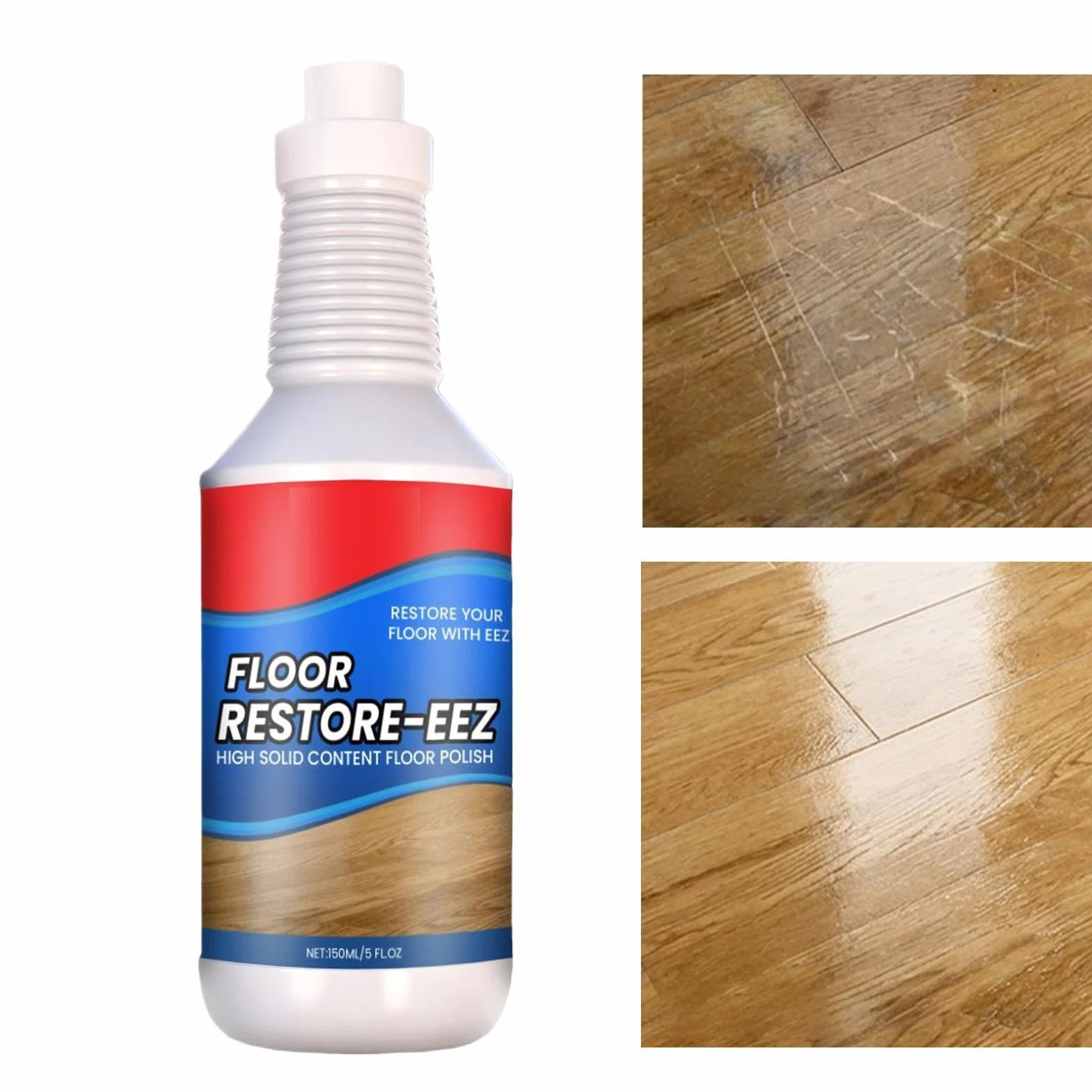Floor Restore Solution, 150ml Wood Floor Agent, Flooring Renewal Liquid with Shine Effect, Polishing Care Solution, with Easy Application, Restoration for Living Room Bedroom Kitchen