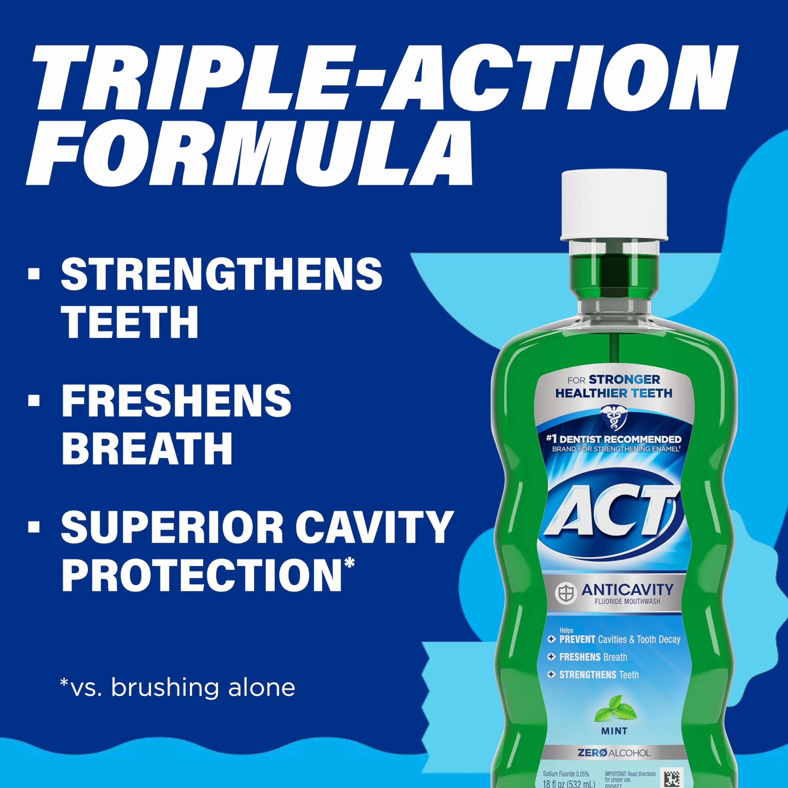 ACT Anticavity Fluoride Mouthwash Alkohol Free Mint - 18 fl oz by ACT
