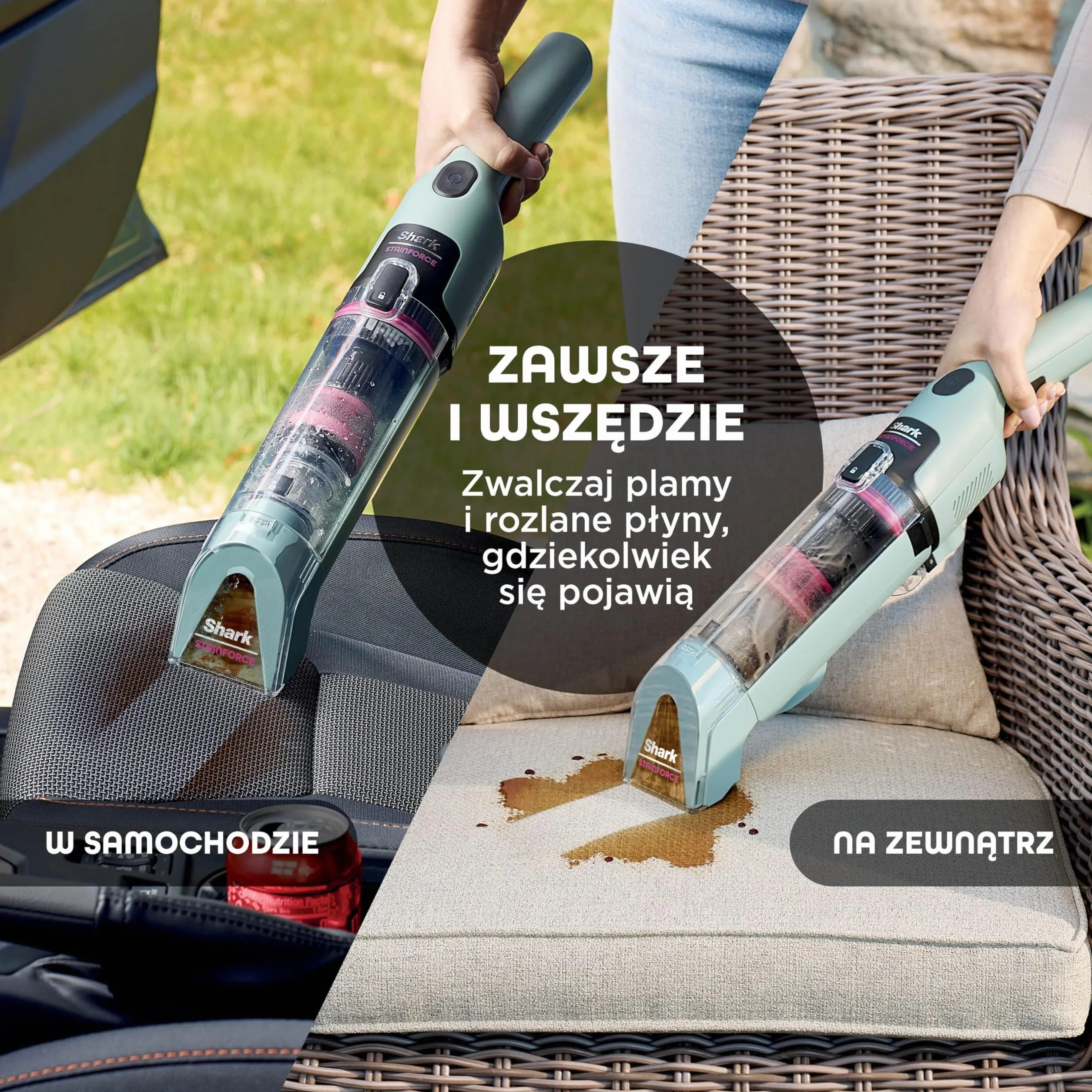 Shark StainForce Lekkie i przenośne urządzenie do usuwania plam i zabrudzeń z dywanów, chodników, tapicerki, schodów, z pojemnikiem, akcesoriami i środkiem czyszczącym (2 szt.), HX100EUCP
