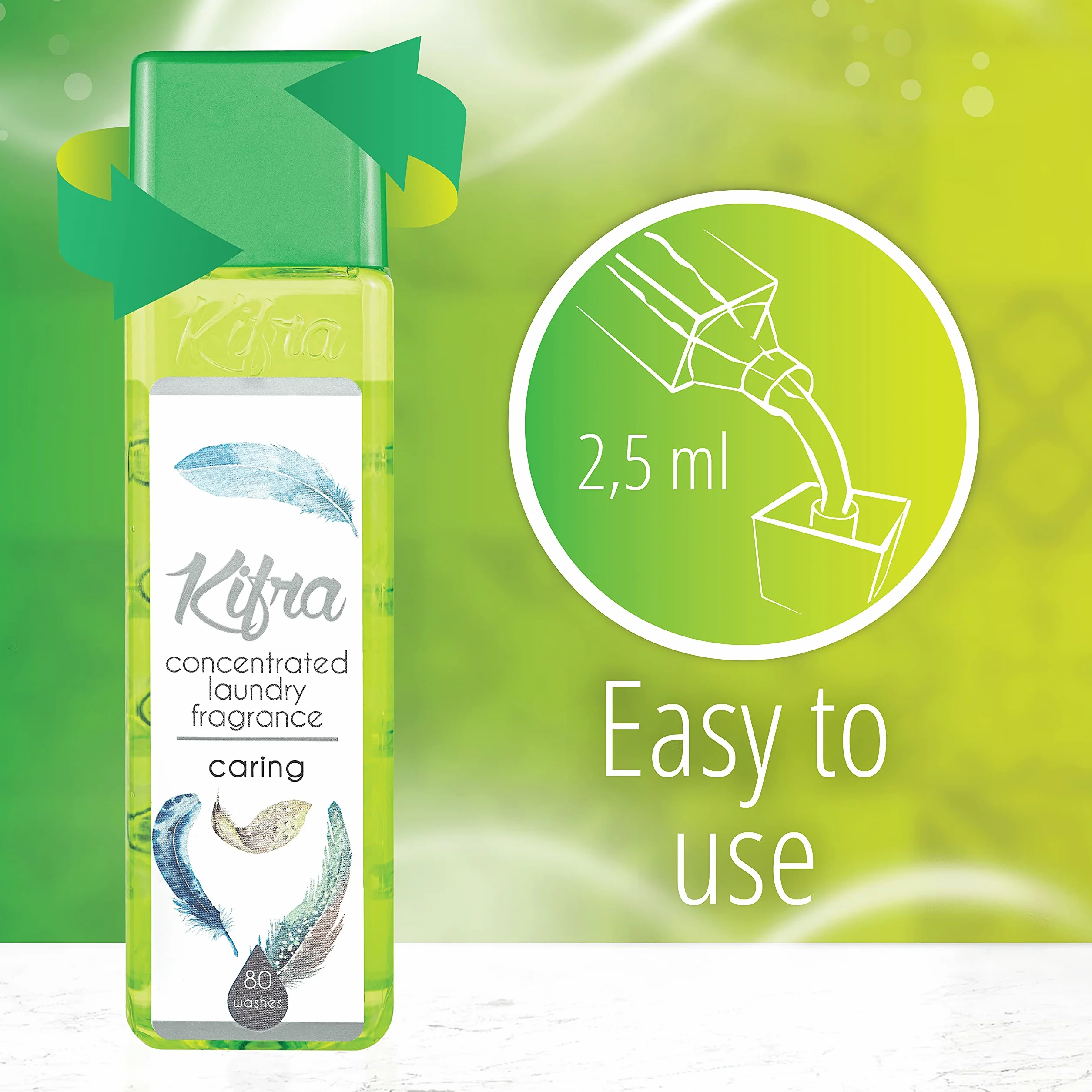 KIFRA Caring skoncentrowane perfumy do prania, 200 ml, 80 cykli prania, długotrwały zapach do prania