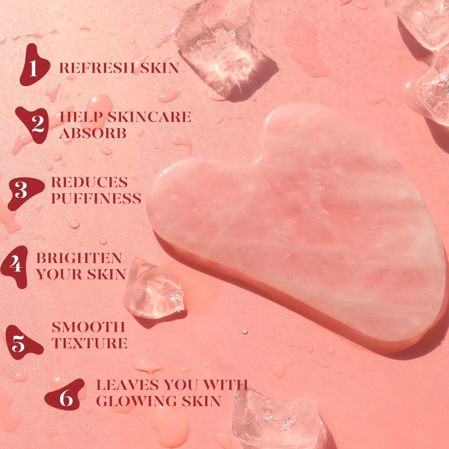 Gua Sha Scraping narzędzie do masażu,jadeitowa płytka do masażu, naturalny jadeit, Narzędzia do pielęgnacji skóry, BAIMEI Rose Quartz Massager do twarzy, oczu, szyi