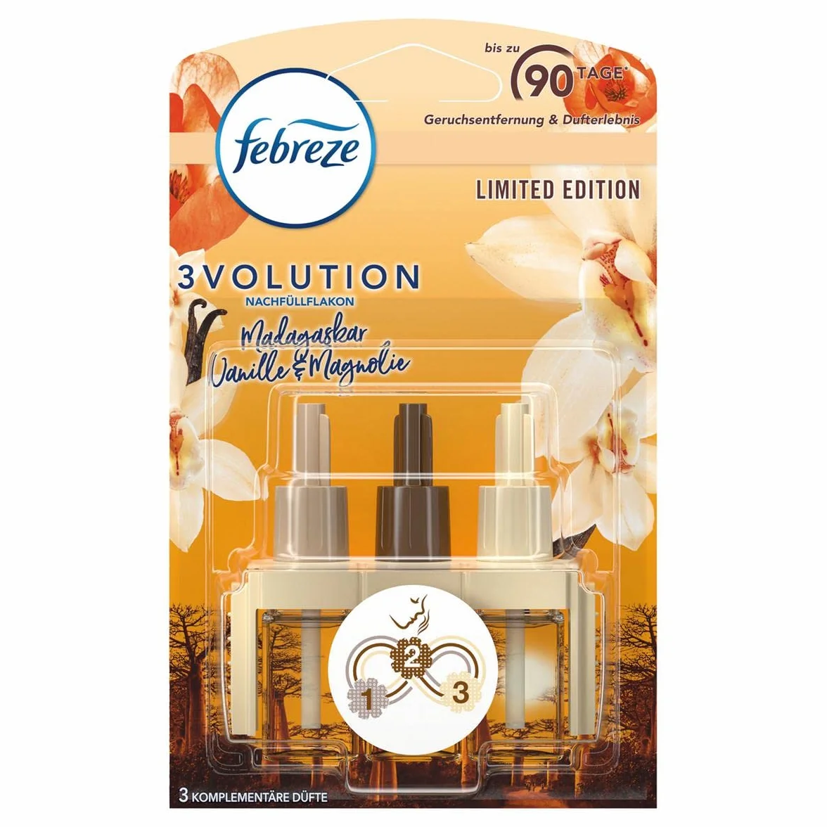Febreze 3Volution waniliowy wkład zapachowy 20 ml, uzupełniacz, zapach do pomieszczeń i odświeżacz powietrza
