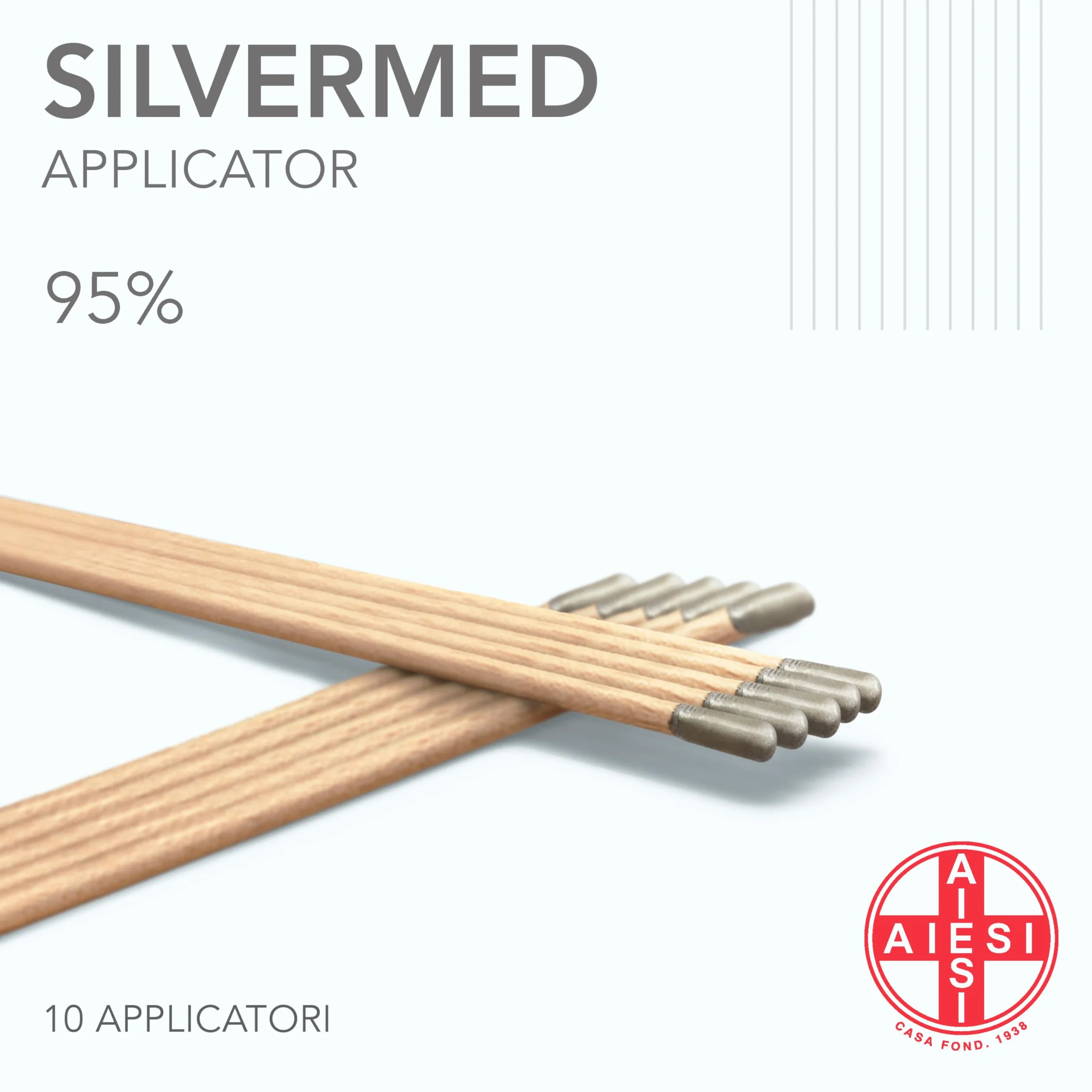 AIESI® Pałeczki z azotanu srebra 95% do leczenia brodawek i nagniotków SILVERMED 95 (Opakowanie 10 aplikatorów)
