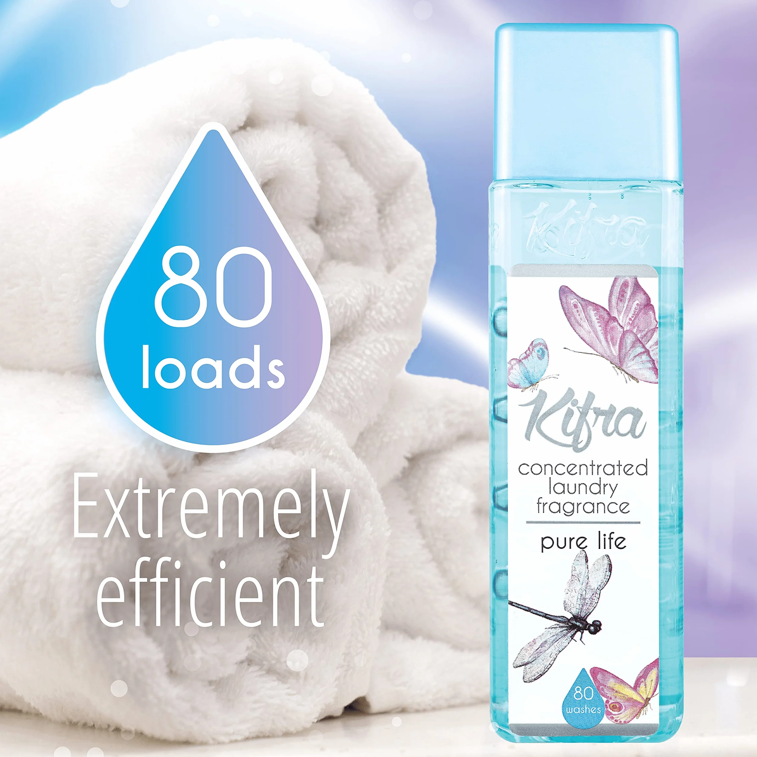 Kifra Pure Life skoncentrowane perfumy do prania, płyn, 200 ml, 80 cykli prania, długotrwały zapach do prania