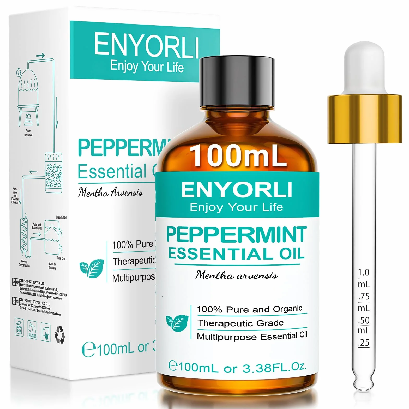 Peppermint Essential Oil 100ml Czysty Olejek z Mięty Pieprzowej do Skóry Twarzy Włosów Aromaterapii