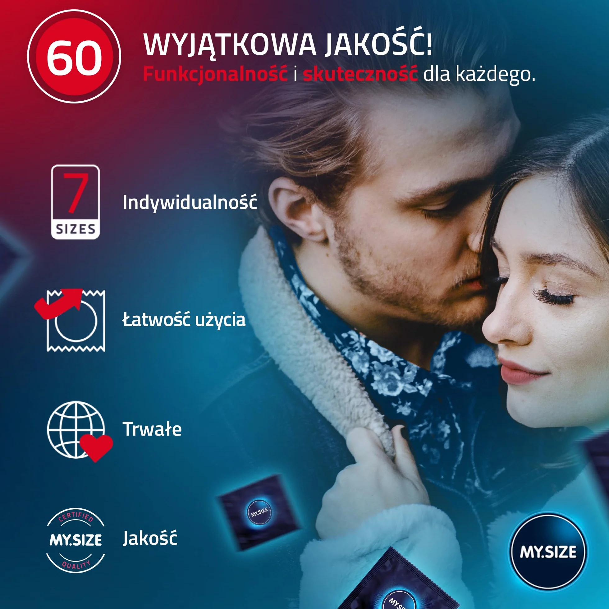 Prezerwatywa MY.SIZE 60mm, 10 sztuki - idealne dopasowanie i odpowiedni rozmiar dla każdego