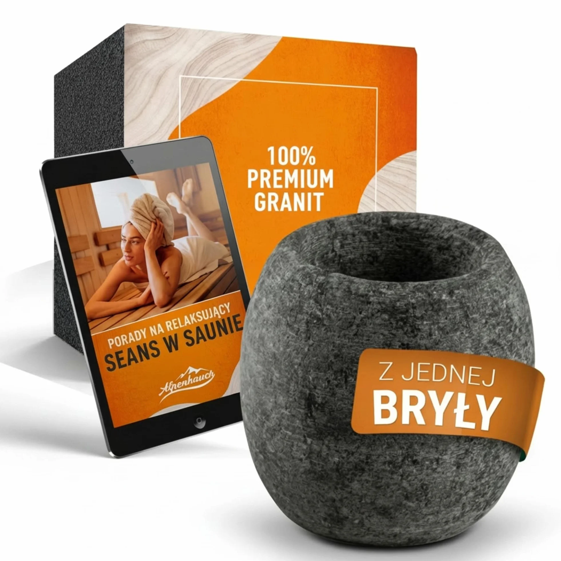ALPENHAUCH Sauna Jajko z masywnego serpentynu [5x5cm] - odporne na wysoką temperaturę jajko do sauny z aromatem dla intensywnego zapachu - Naturalne jajko do sauny na kryształki mentolowe i olejki do