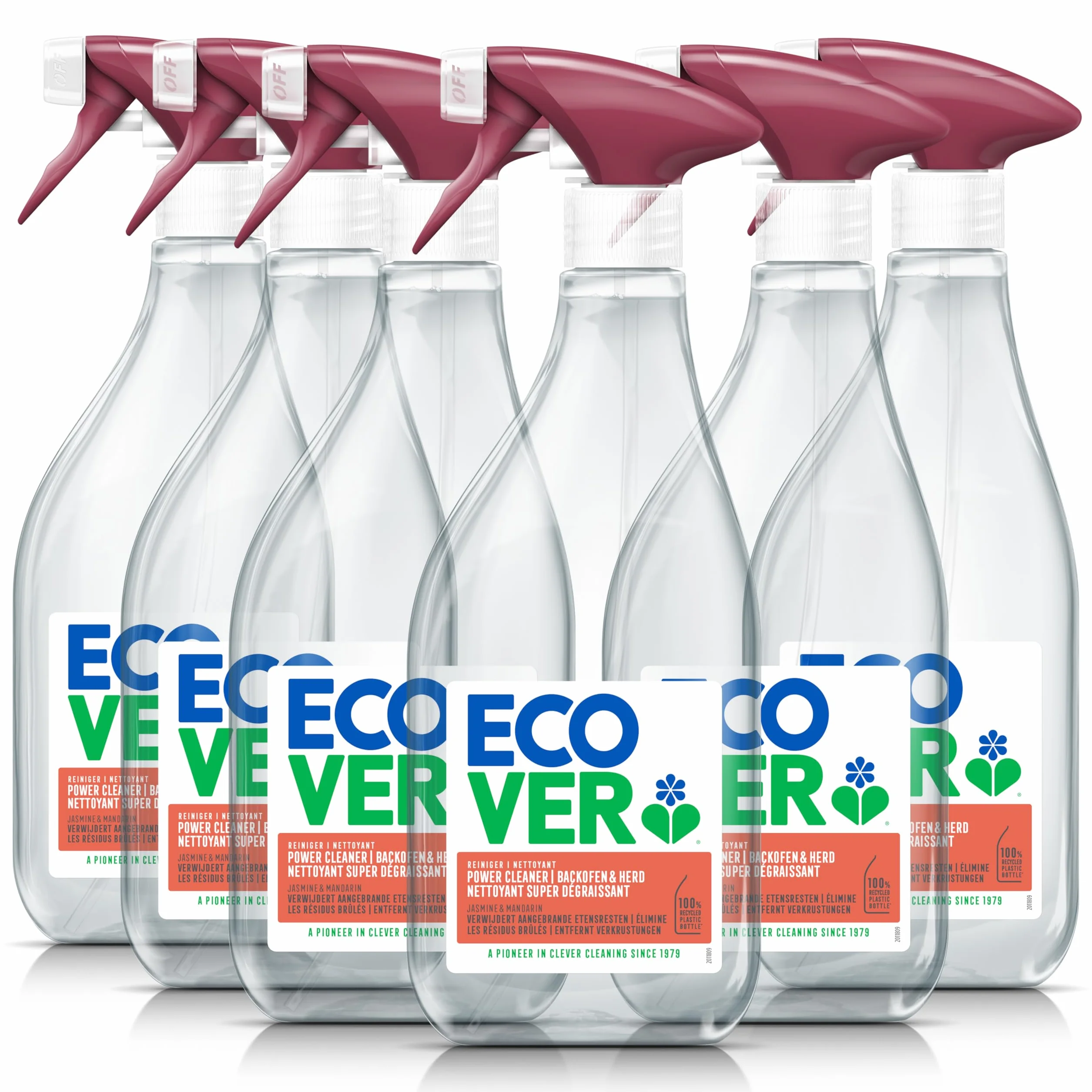 Ecover Spray do czyszczenia kuchni, do piekarnika i kuchenek, skuteczny środek do usuwania tłuszczu przeciwko zabrudzeniom, 6 sztuk, 6 x 500 ml
