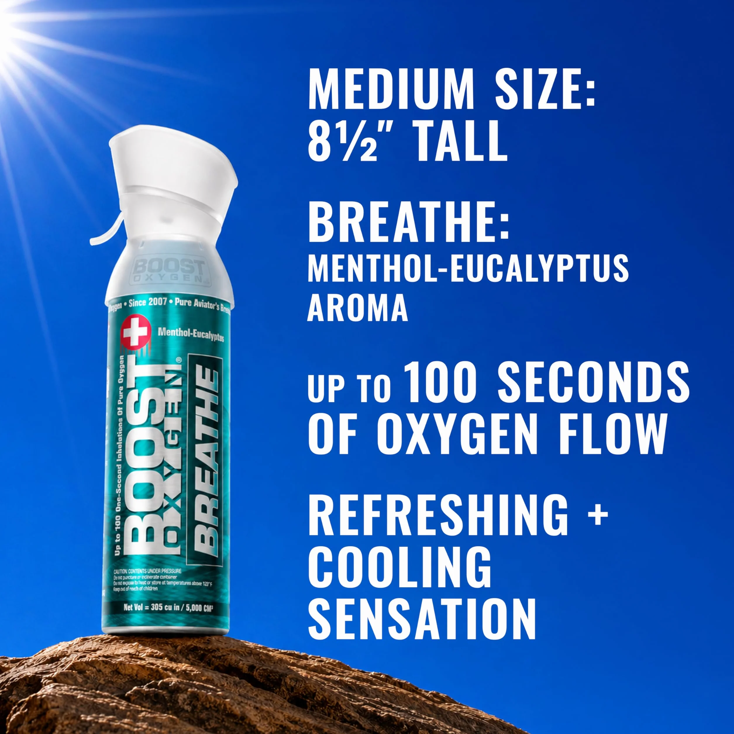 Składnik tlenu 95% Oxygen Boost – przenośny kanister z czystym tlenem 5 litrów mentol