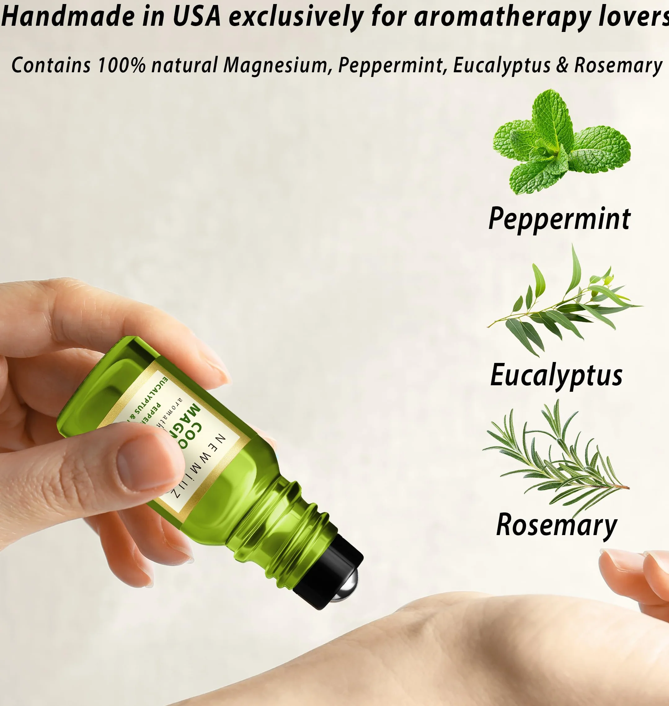 Migraine Roll on Stick Tension Headache Relief Magnesium Cooling Peppermint Eucalyptus Essential Oil Sinus Aromatherapy Roller Natural Self Care Gift