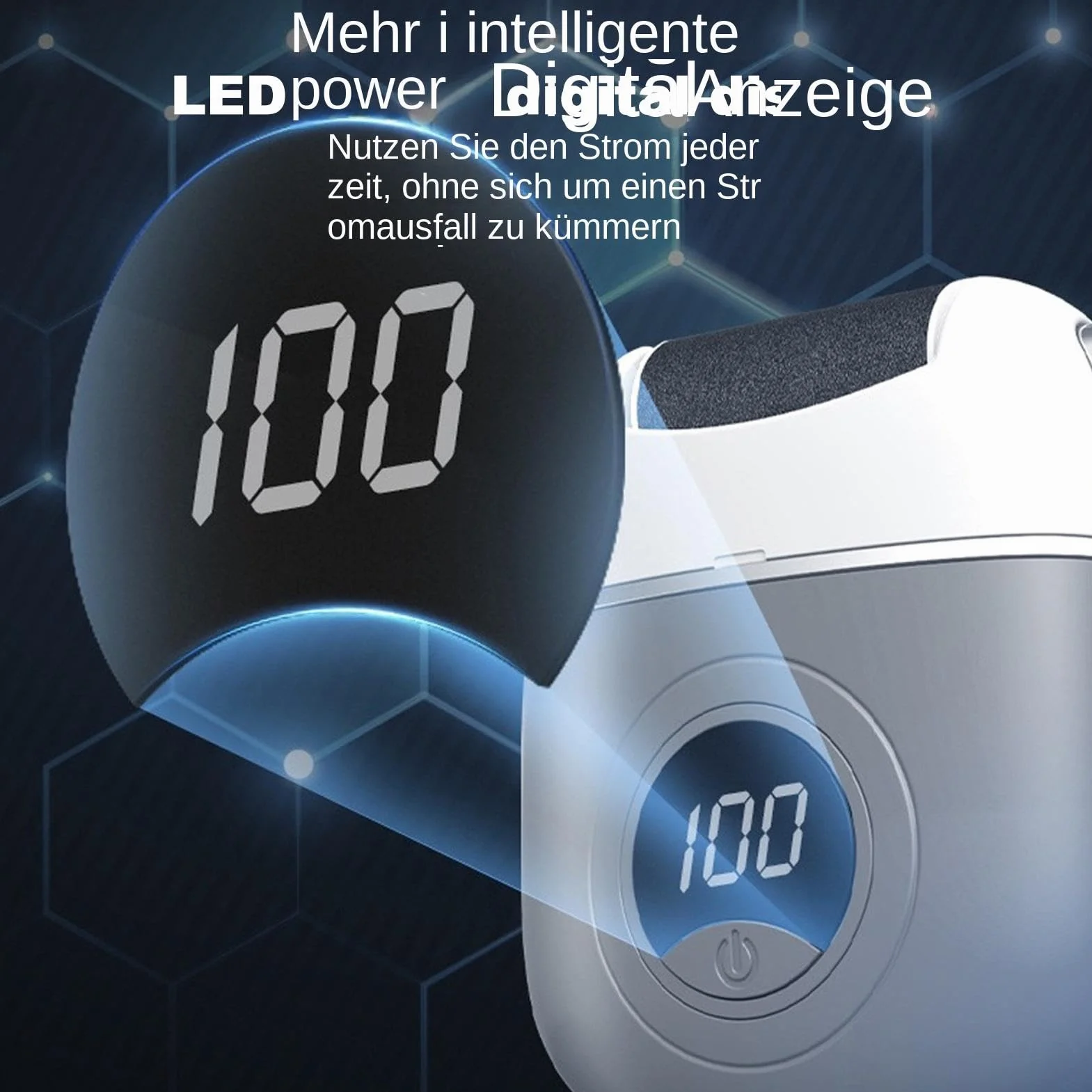 Elektryczny skrobak do stóp z cyfrowym wyświetlaczem, automatyczna szlifierka pięt