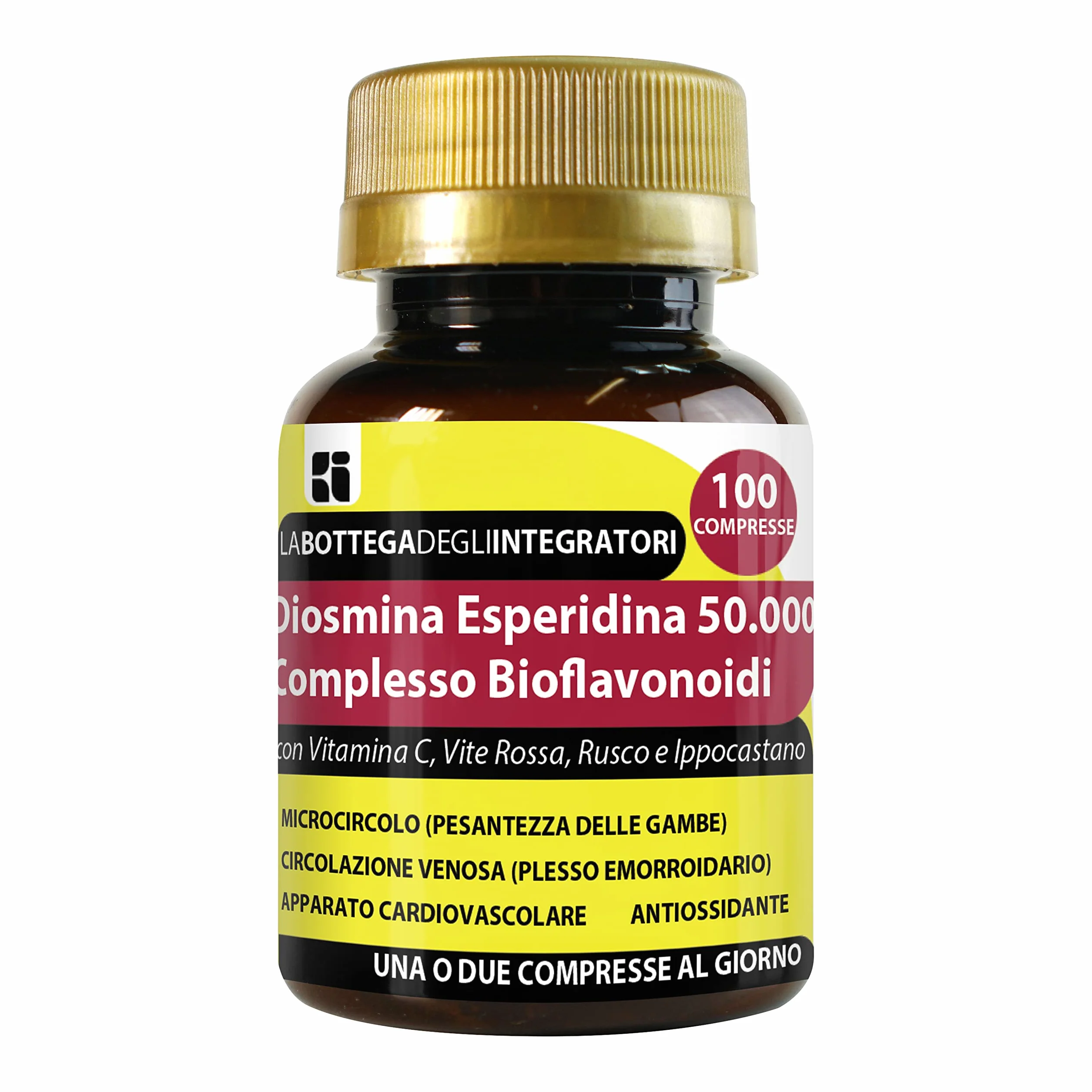 DIOSMINA HESPERYDYNA KOMPLEKS BIOFLAWONOIDÓW 100 tabletek z OPC z winorośli czerwonej, ruszczyka kolczastego i kasztanowca | Suplement wspomagający krążenie i mikrokrążenie w nogach