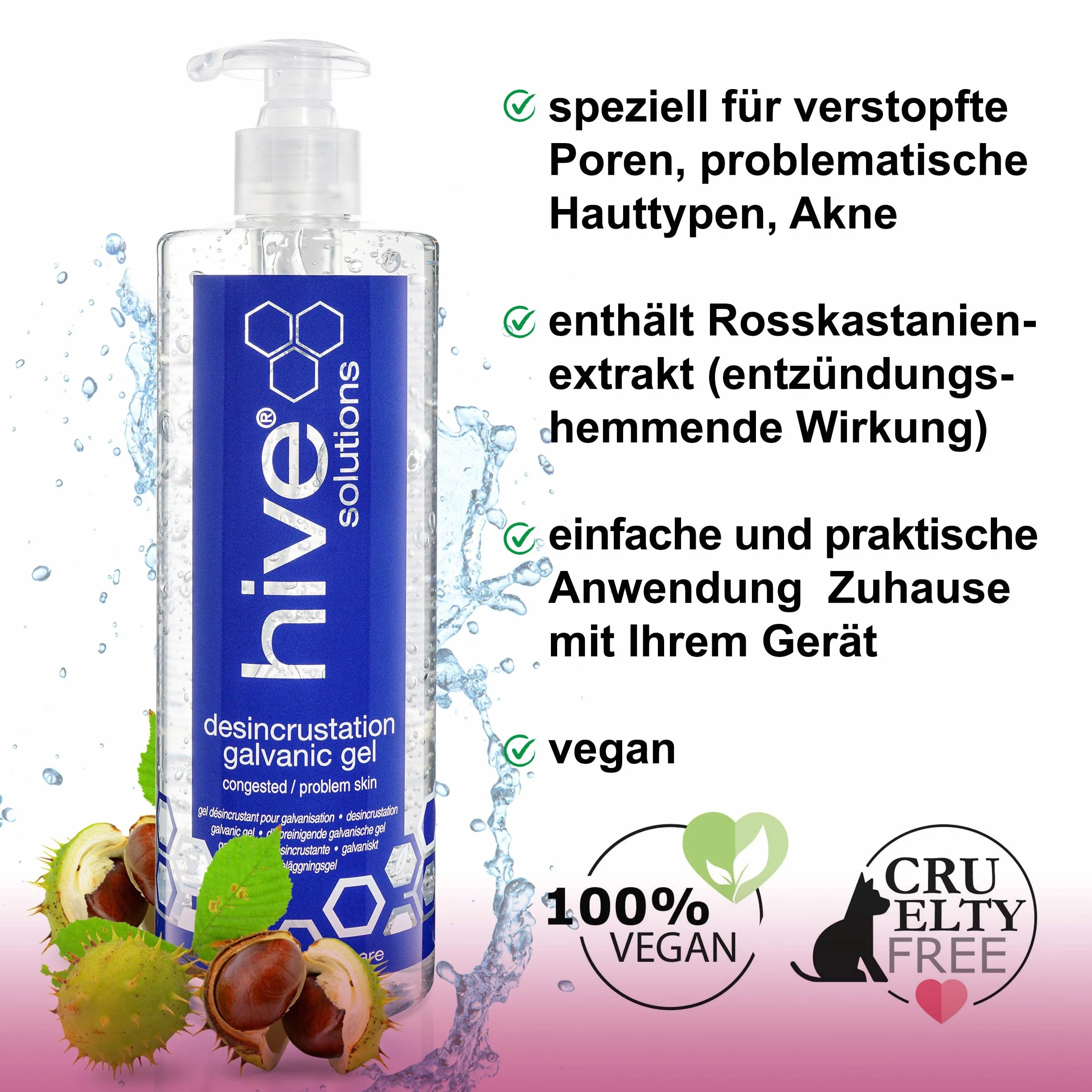 Hive Desincrustation Ultradźwiękowy żel galwaniczny, częstotliwość radiowa, iontophoreza, Kosmetex RF żel kontaktowy 500 ml