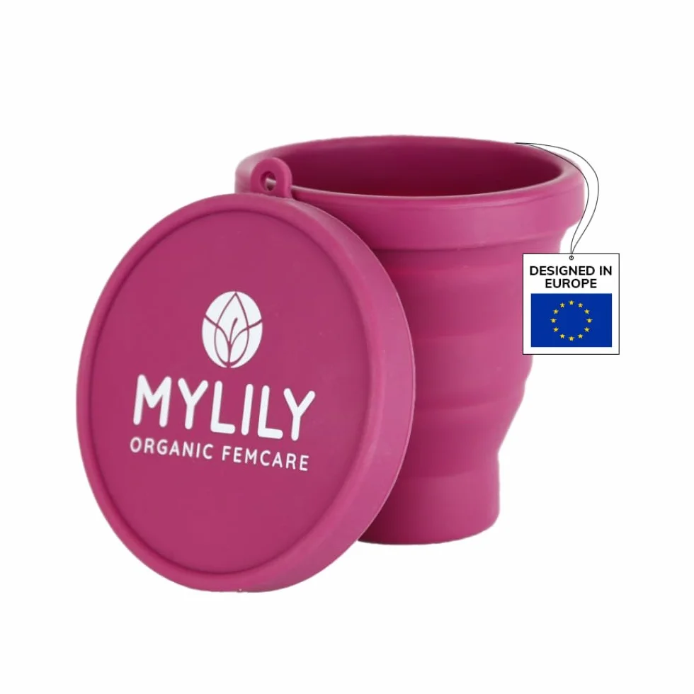 MYLILY® Kubeczki menstruacyjne do czyszczenia i przechowywania | sterylizator do wszystkich rodzajów kubeczków menstruacyjnych | składane etui do mikrofalówki | 100% silikon medyczny