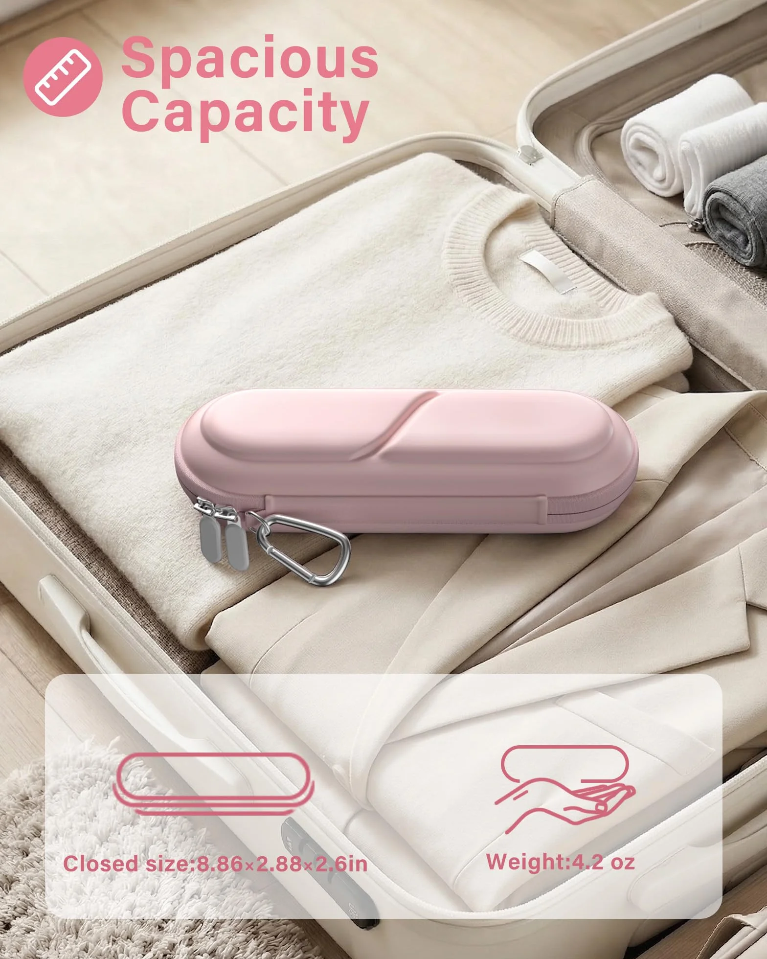 ProCase Etui na elektryczną szczoteczkę do zębów Oral-B Pro/Smartseries/iO Series/Phlips Sonicare, kompaktowy podróżny organizer ochronny na szczoteczki do zębów, pomieści akcesoria, różowe