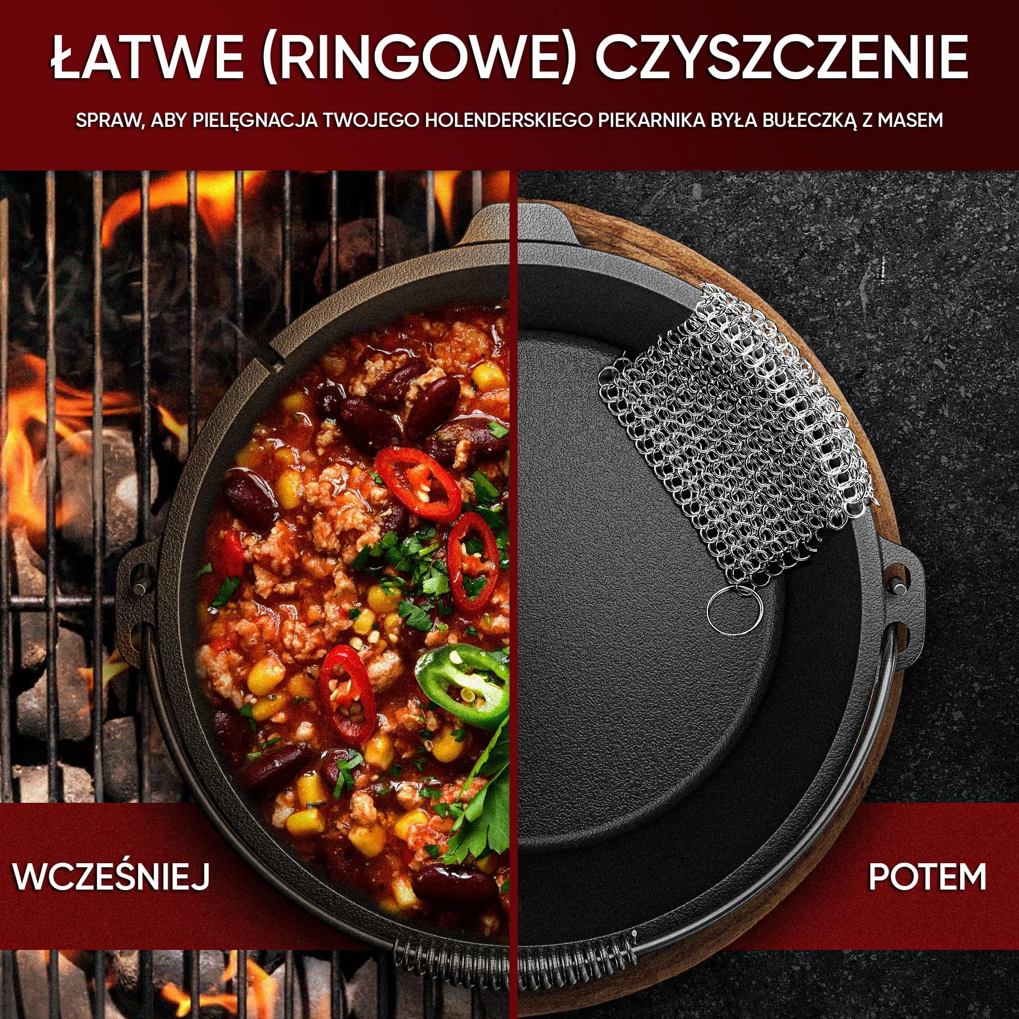 Gusskönig czyścik do żeliwa Wysokiej jakości czyścik ze stali nierdzewnej do skutecznego i delikatnego czyszczenia produktów z żeliwa - Chroni patynę. (12cm)