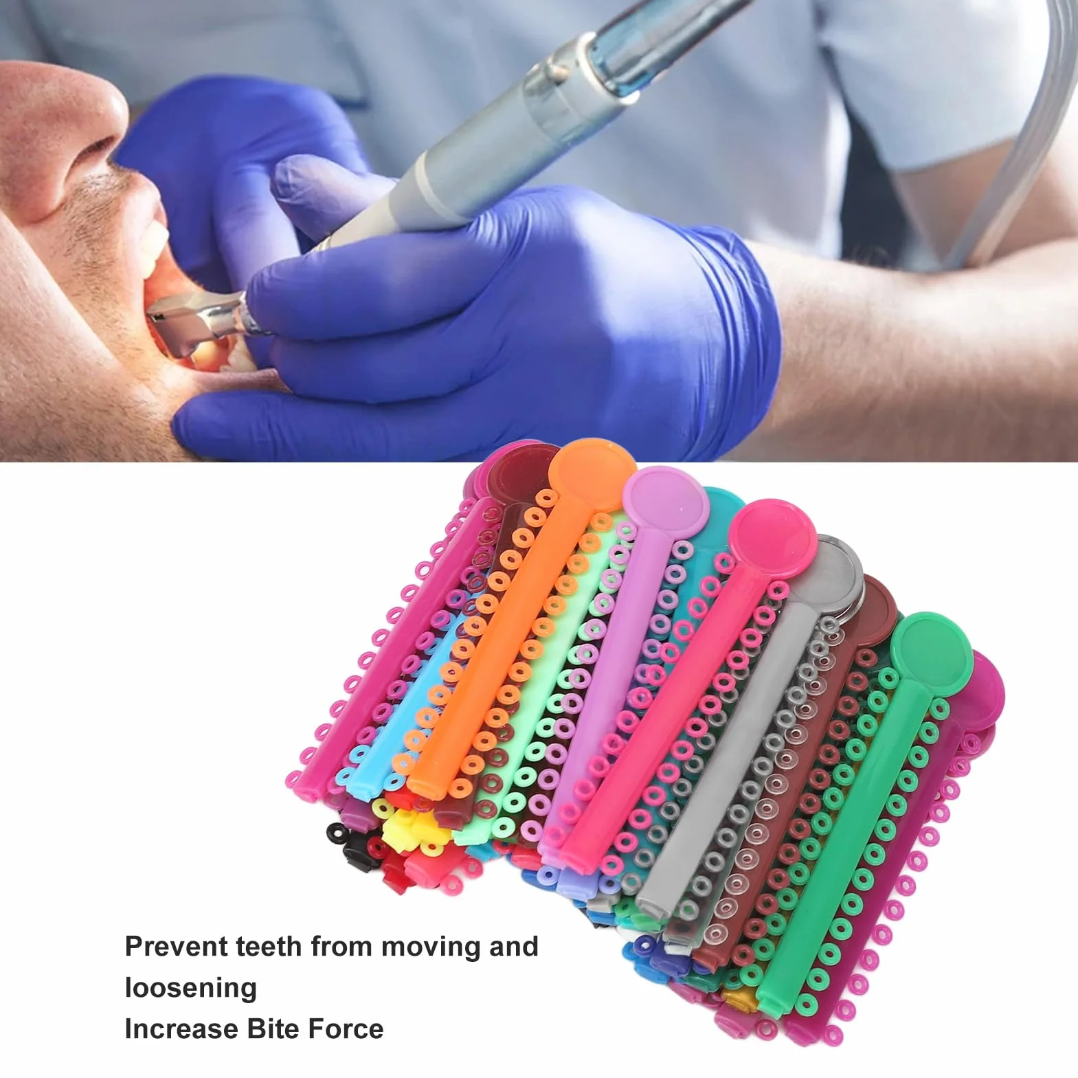 Ortodontyczne gumki, ortodontyczne gumki ligaturowe, 40 sztuk dentystycznych ortodontycznych ligatur, kolorowe zęby ortodontyczne gumki ligaturowe pierścieniowe do aparatów ortodontycznych