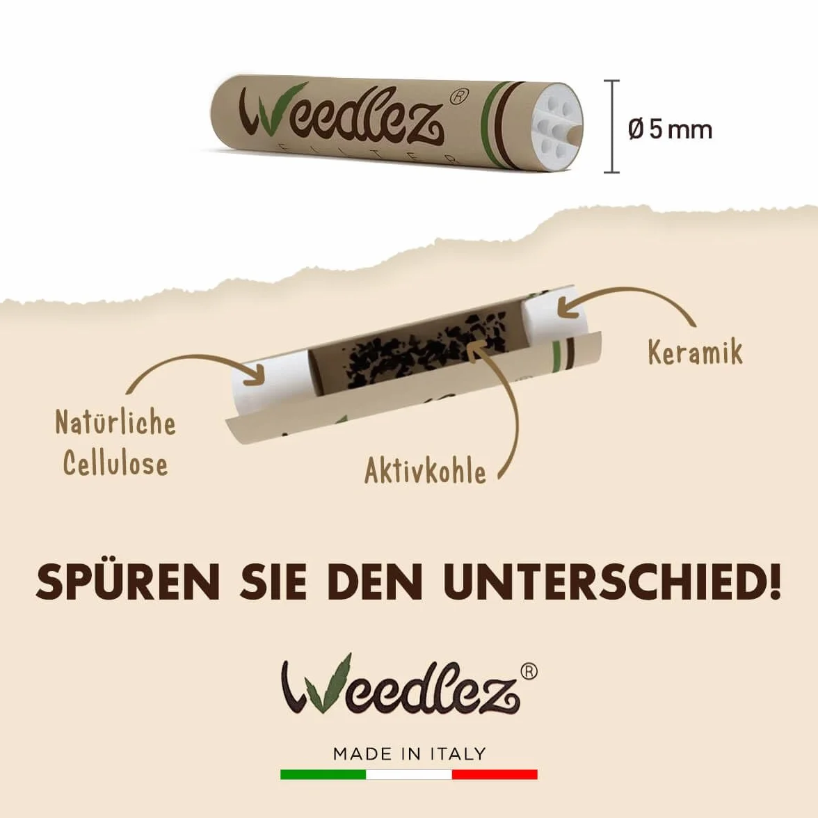 Mister Canapa, Filtry z węglem aktywnym i naturalną celulozą, 50 sztuk, średnica 5 mm