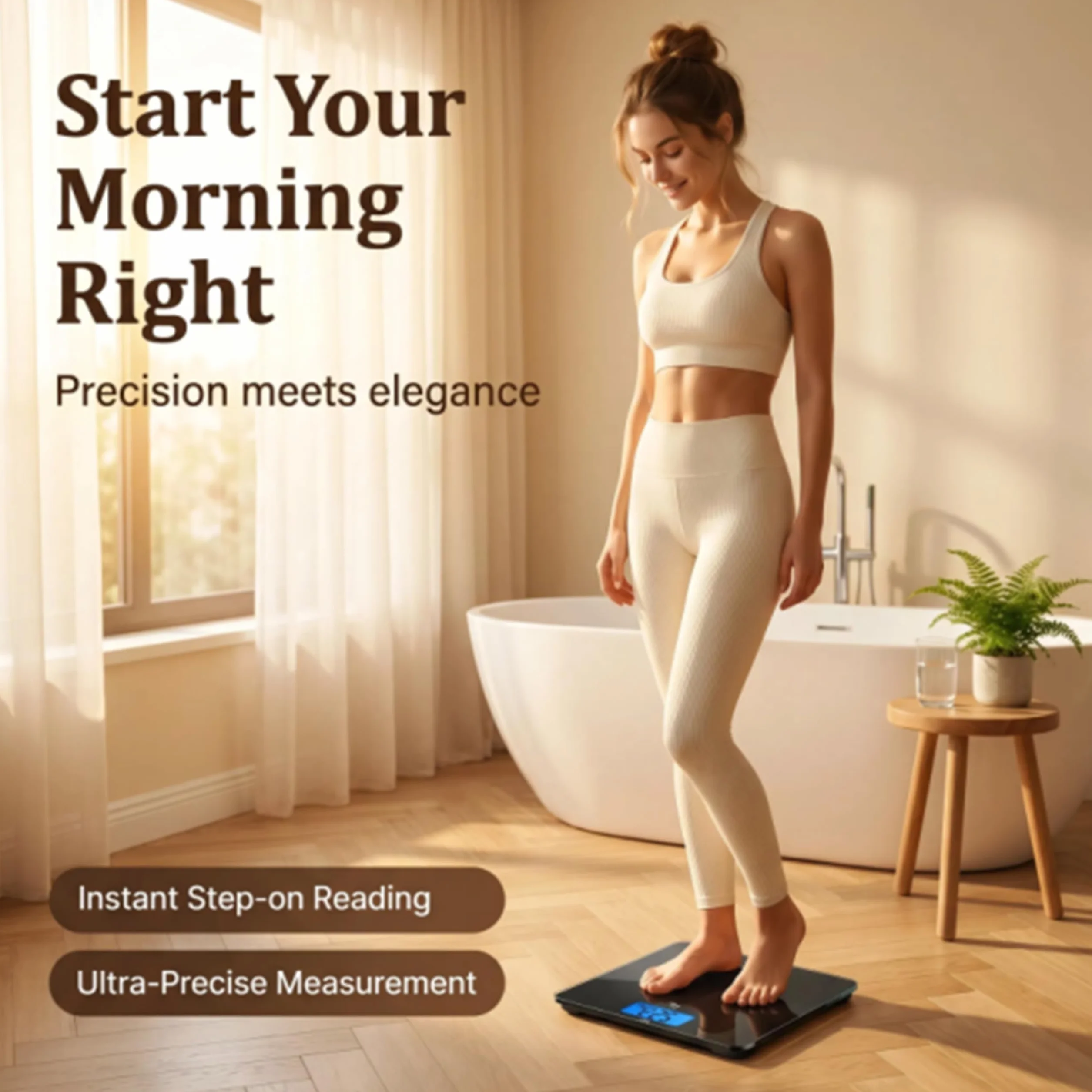 HomeFashion HFitness 28x28cm 180KG Cyfrowa Waga Łazienkowa do Pomiaru Masy Ciała Podświetlany Wyświetlacz Zarządzanie Wagą Czarna - Cyfrowe Wagi Łazienkowe