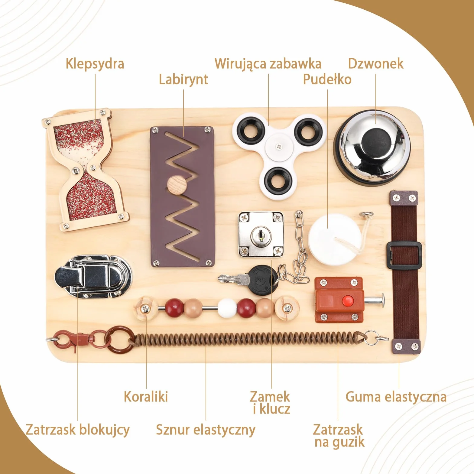 Tablica manipulacyjna Fidget dla dorosłych z demencją, Alzheimerem, ADHD i autyzmem – trening pamięci, zabawka sensoryczna Montessori