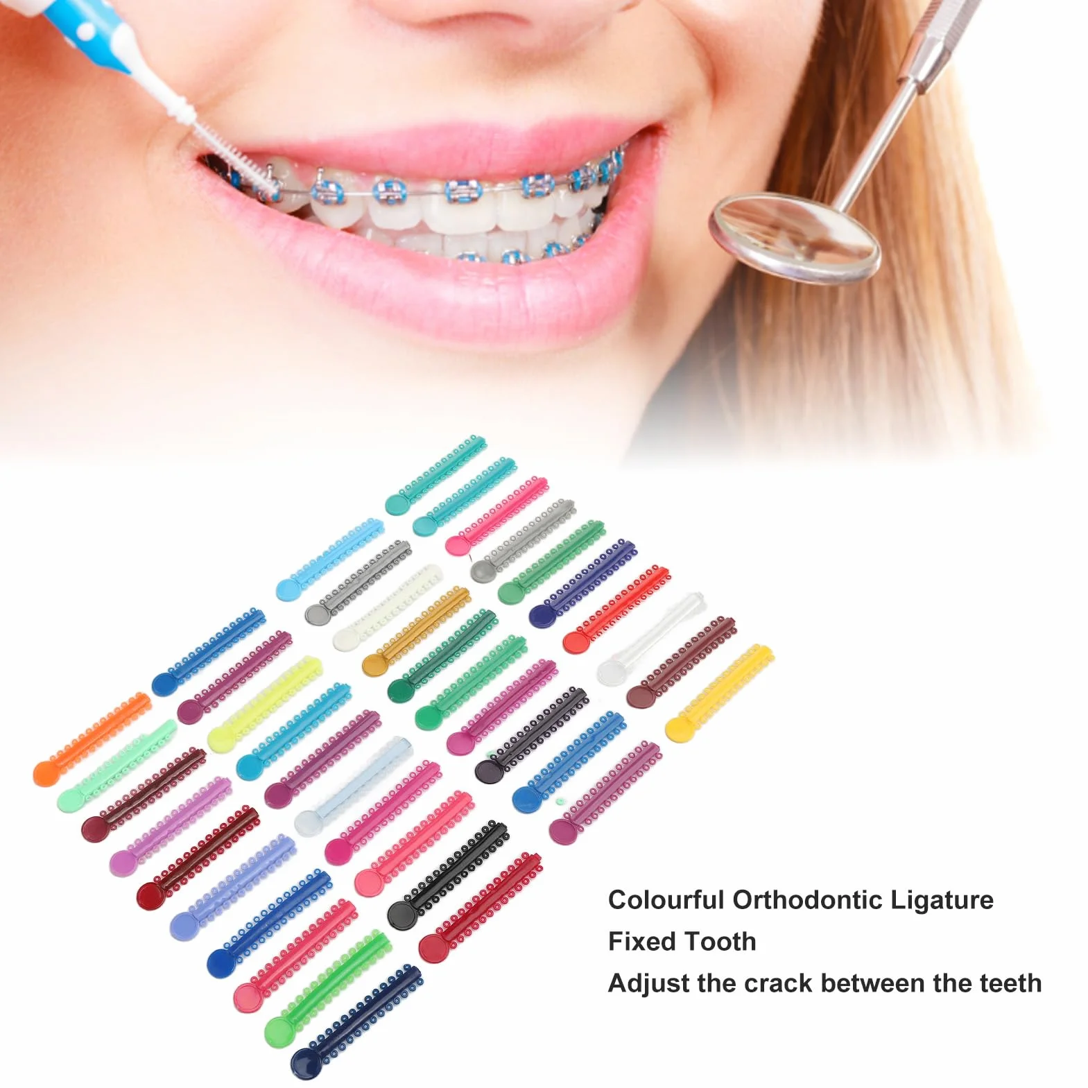 Ortodontyczne gumki, ortodontyczne gumki ligaturowe, 40 sztuk dentystycznych ortodontycznych ligatur, kolorowe zęby ortodontyczne gumki ligaturowe pierścieniowe do aparatów ortodontycznych