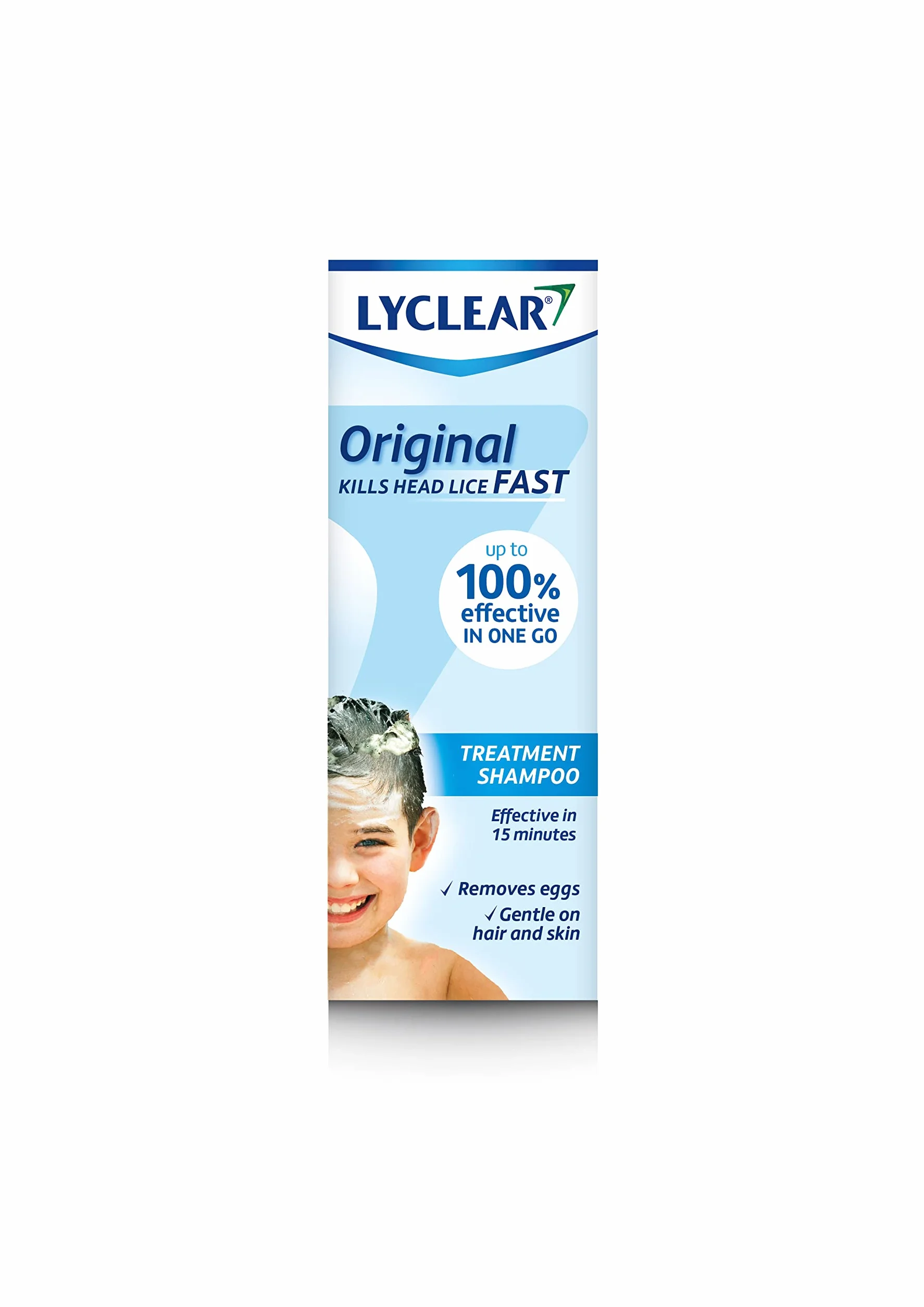 Lyclear Original Shampoo Head Lice Treatment + grzebień na wszy, zabija wszy i myje włosy, skuteczny w ciągu zaledwie 15 minut, format szamponu 200 ml i grzebień do nitów